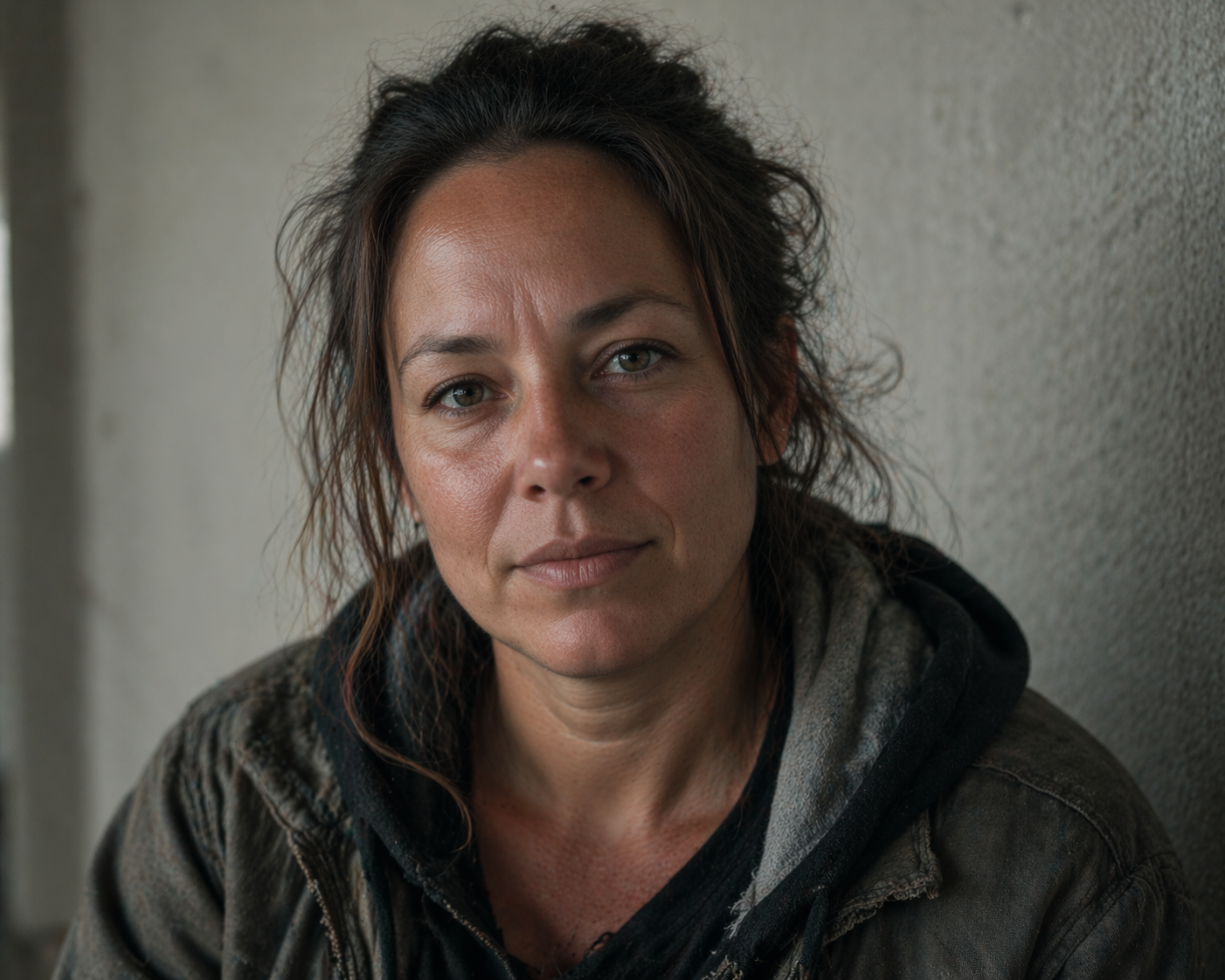 Woman looking at camera in a supportive housing program for mothers