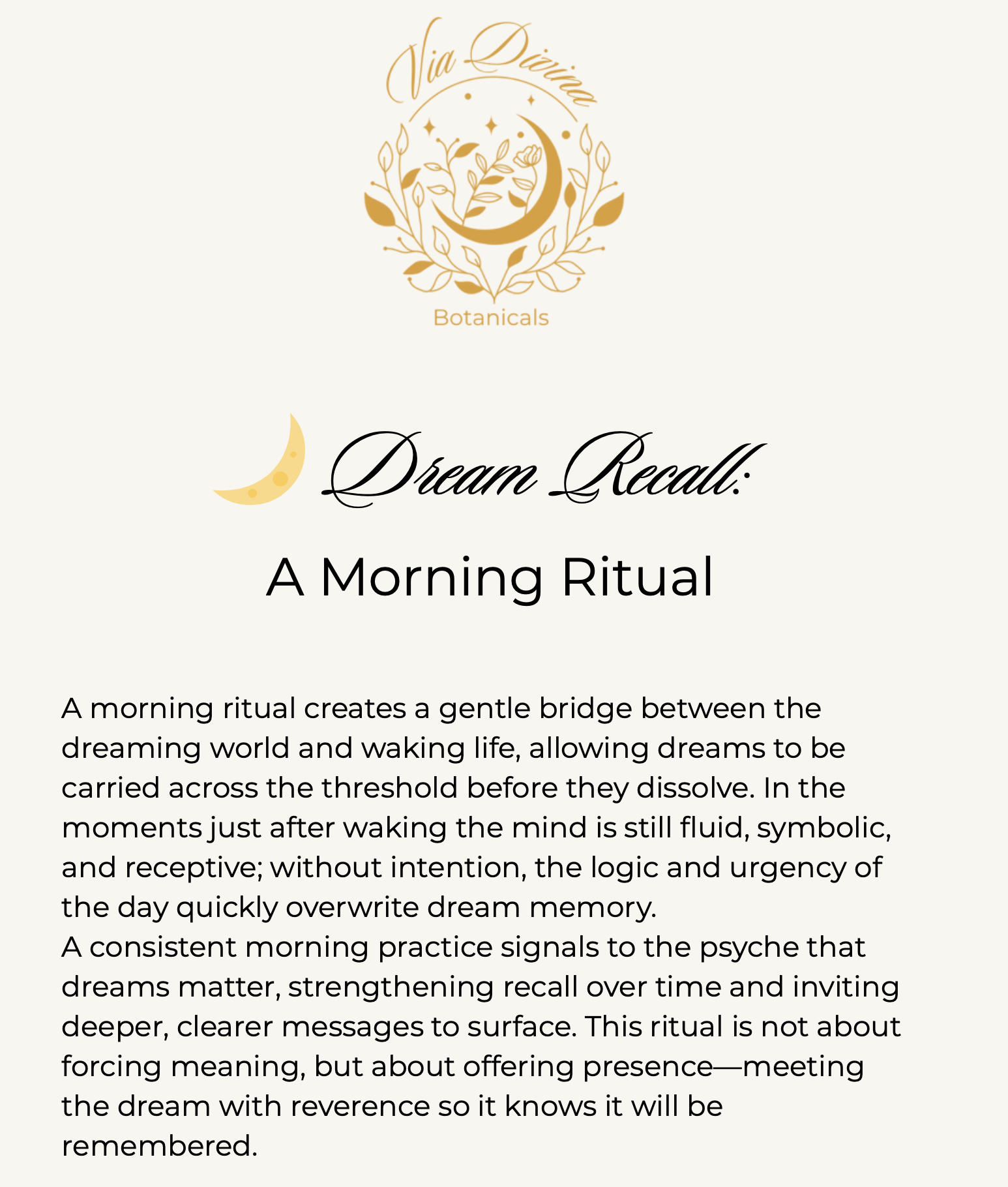 Dream Recall: A Morning Ritual