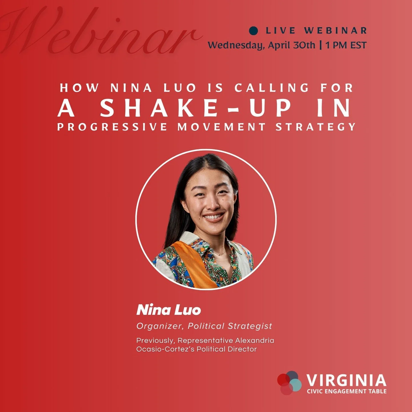 Join us and Nina Luo, Political Strategist, for a live webinar on Wednesday, April 30th, 2025 at 1 PM ET to learn:

1. Distinctions between good strategy vs. bad strategy
2. How strategic capacity can support our long-term movement work
3. What it wo