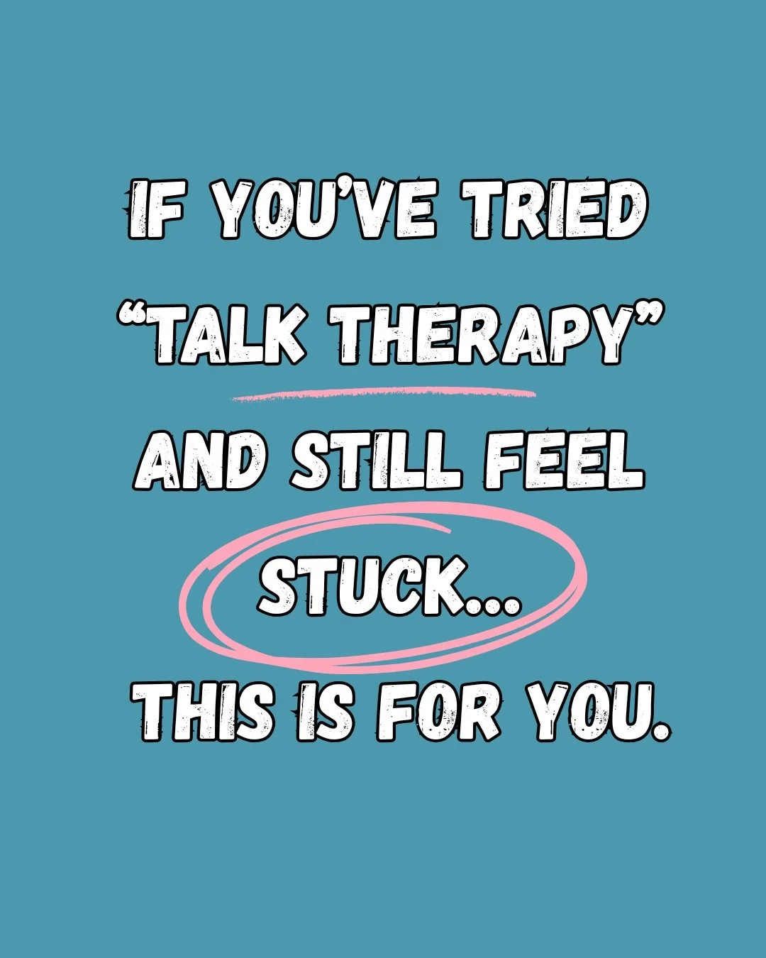 You&rsquo;re not stuck. You&rsquo;re in the wrong type of therapy. 

A lot of people come to us after trying talk therapy and feeling like they understood everything but nothing actually changed. 

They can explain their childhood. They know their tr