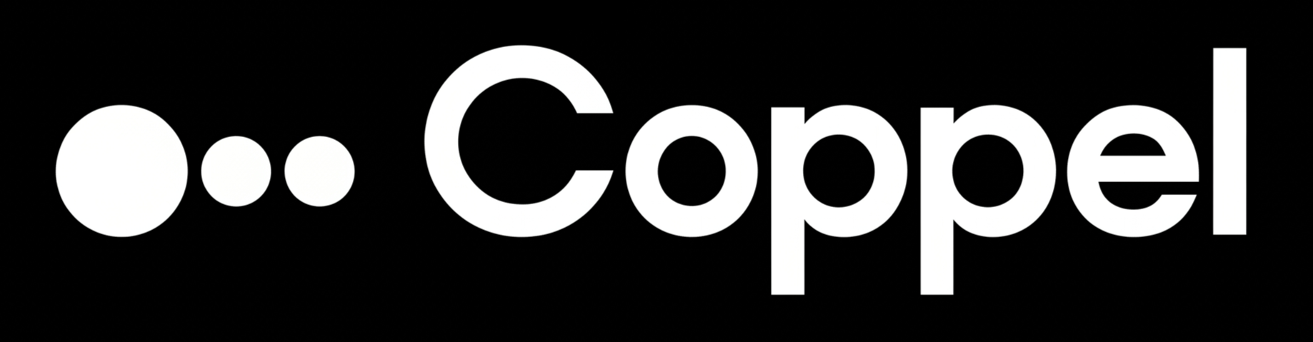 Black background with the word 'Coppel' in white large font.
