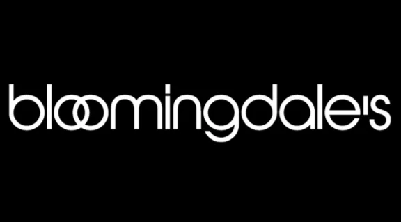 Bloomingdale's logo in white text on a black background.