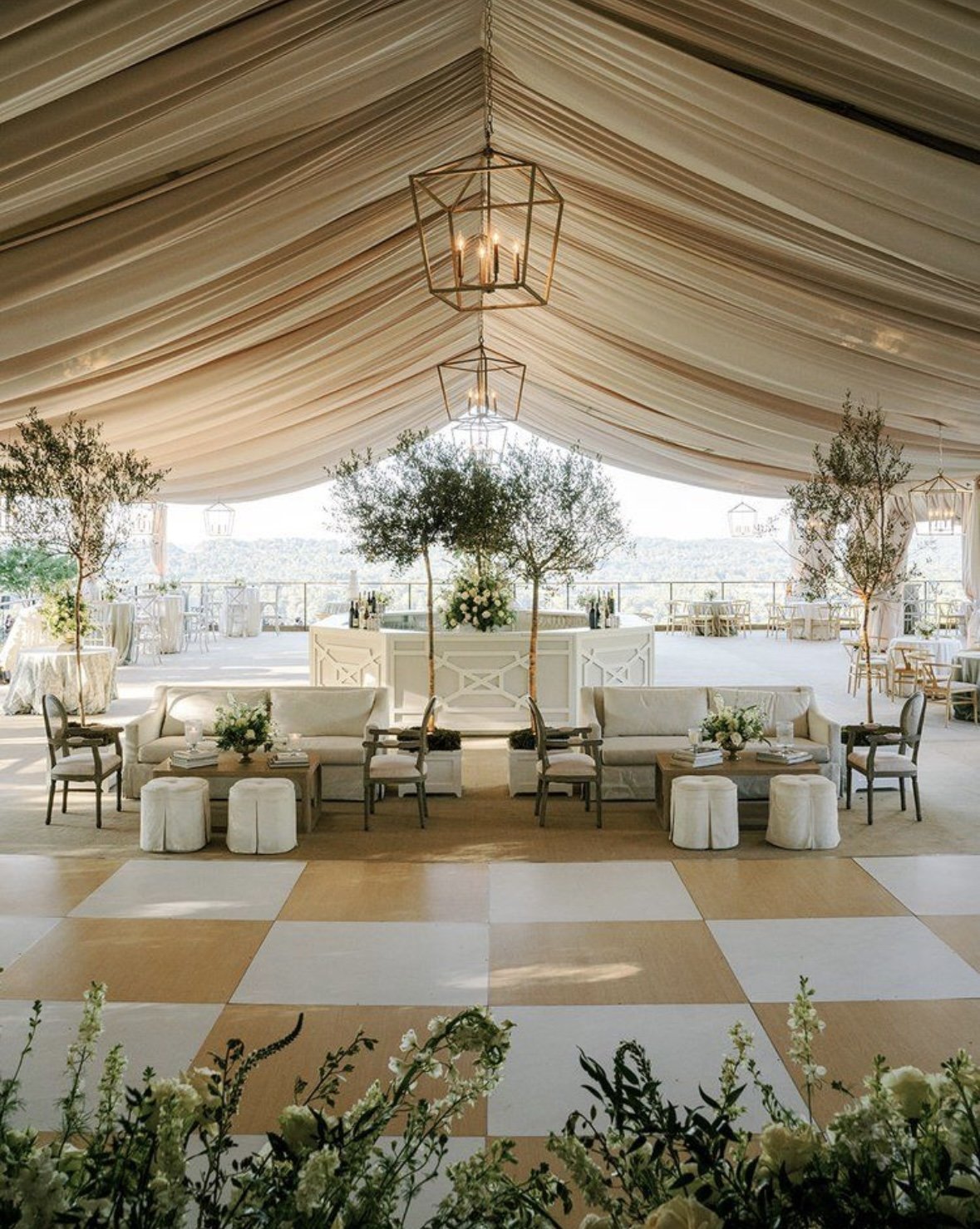Tan & White Checkered Dance Floor