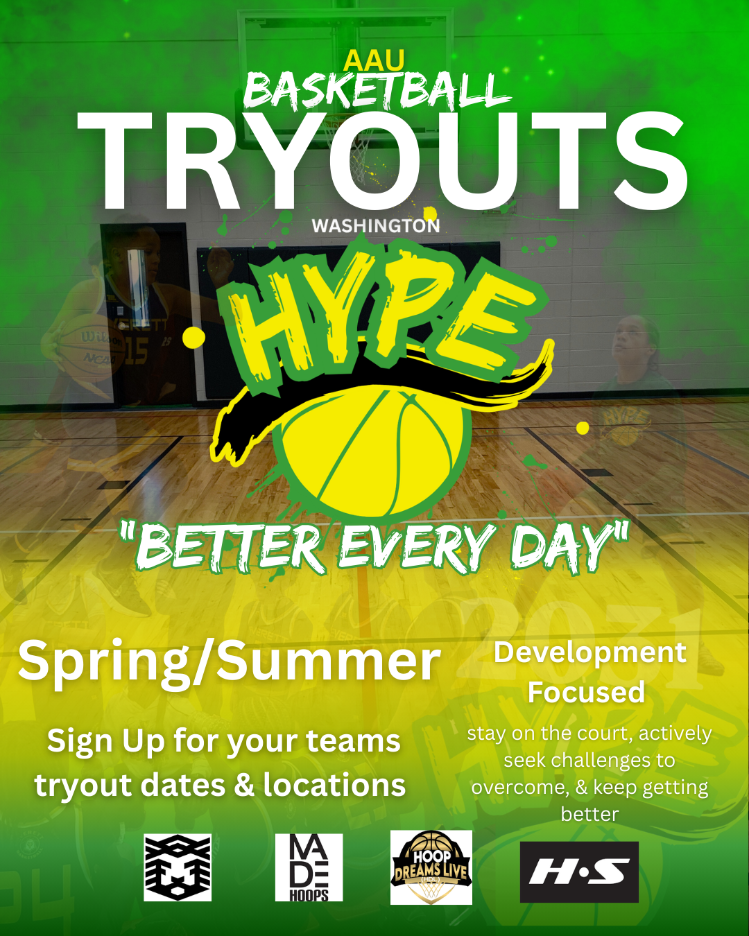 wa hype travel select Basketball tryouts flier