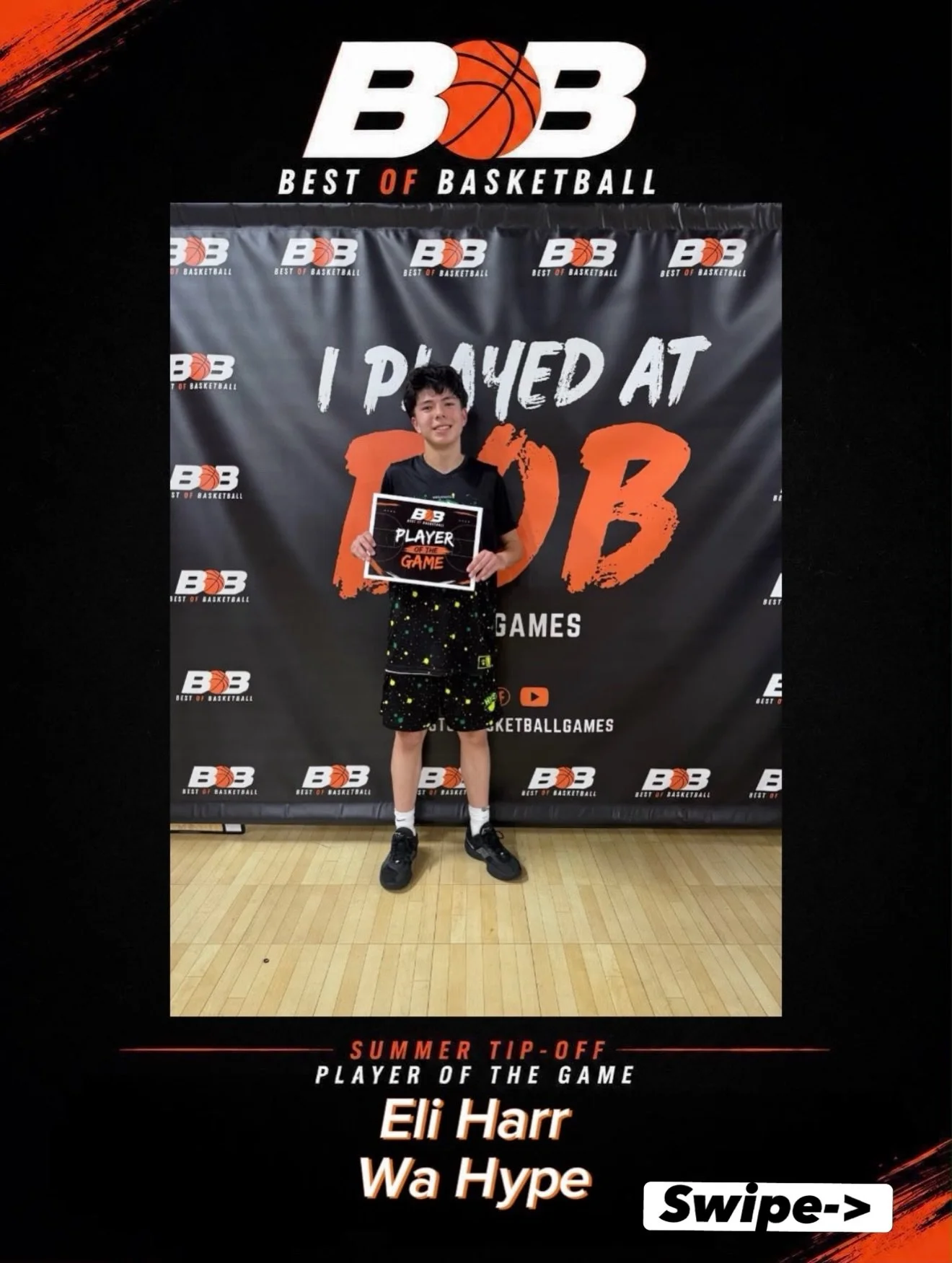 @elih_1622 led the team in points and rebounds in the WA HYPE win in game 1 of the 14U @bestofbasketballgames Summer Tip-Off tournament. Made key stops on defense and kept his teammates involved. I love the energy this guy plays with. I Cant wait to 