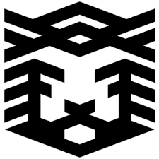 Abstract black and white geometric pattern with interconnected shapes.