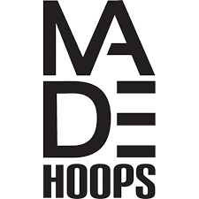 Text logo with 'MADE HOOPS' in black letters, stylized with the 'A' and 'E' forming a basketball hoop.