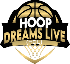 Logo for Hoop Dreams Live HD featuring a stylized basketball and a basketball hoop