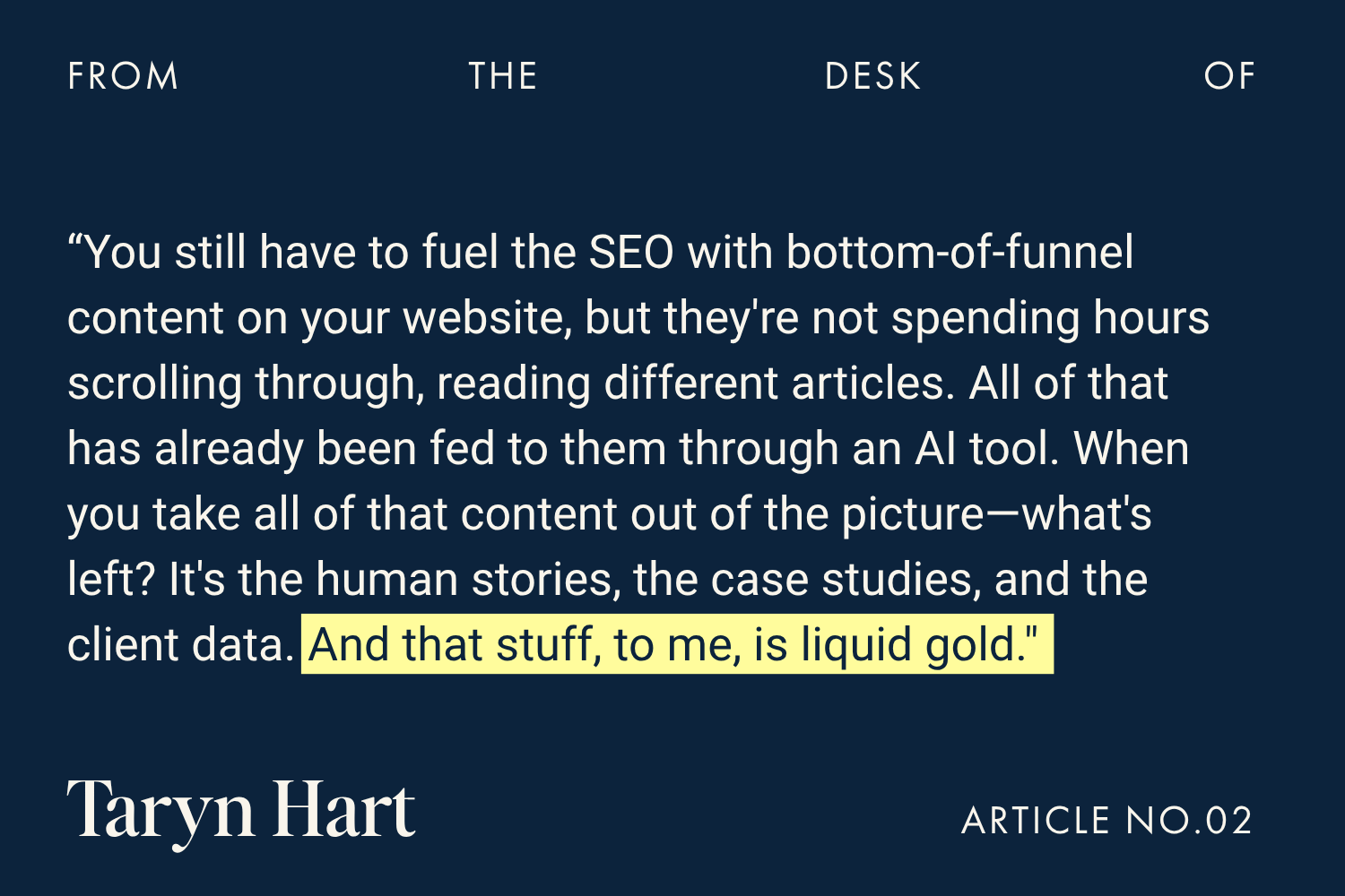 quote from taryn hart about human stories