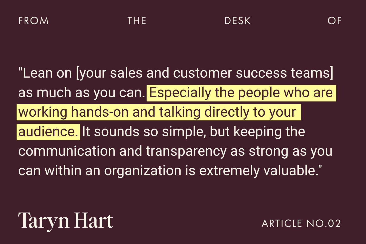 quote from taryn hart about team communication