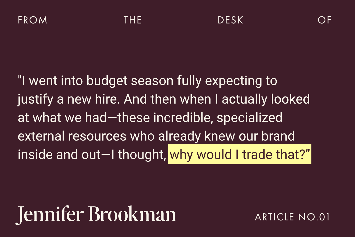 quote from Jennifer Brookman