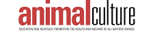 Logo with the words 'animal culture' in red and black text, promoting education and advocacy for animals and social justice.