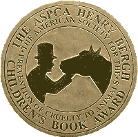 A gold medal with a black silhouette of a person wearing a top hat and a horse, surrounded by text that reads 'The ASPCA Humane Award' and 'The American Society for the Prevention of Cruelty to Animals'.