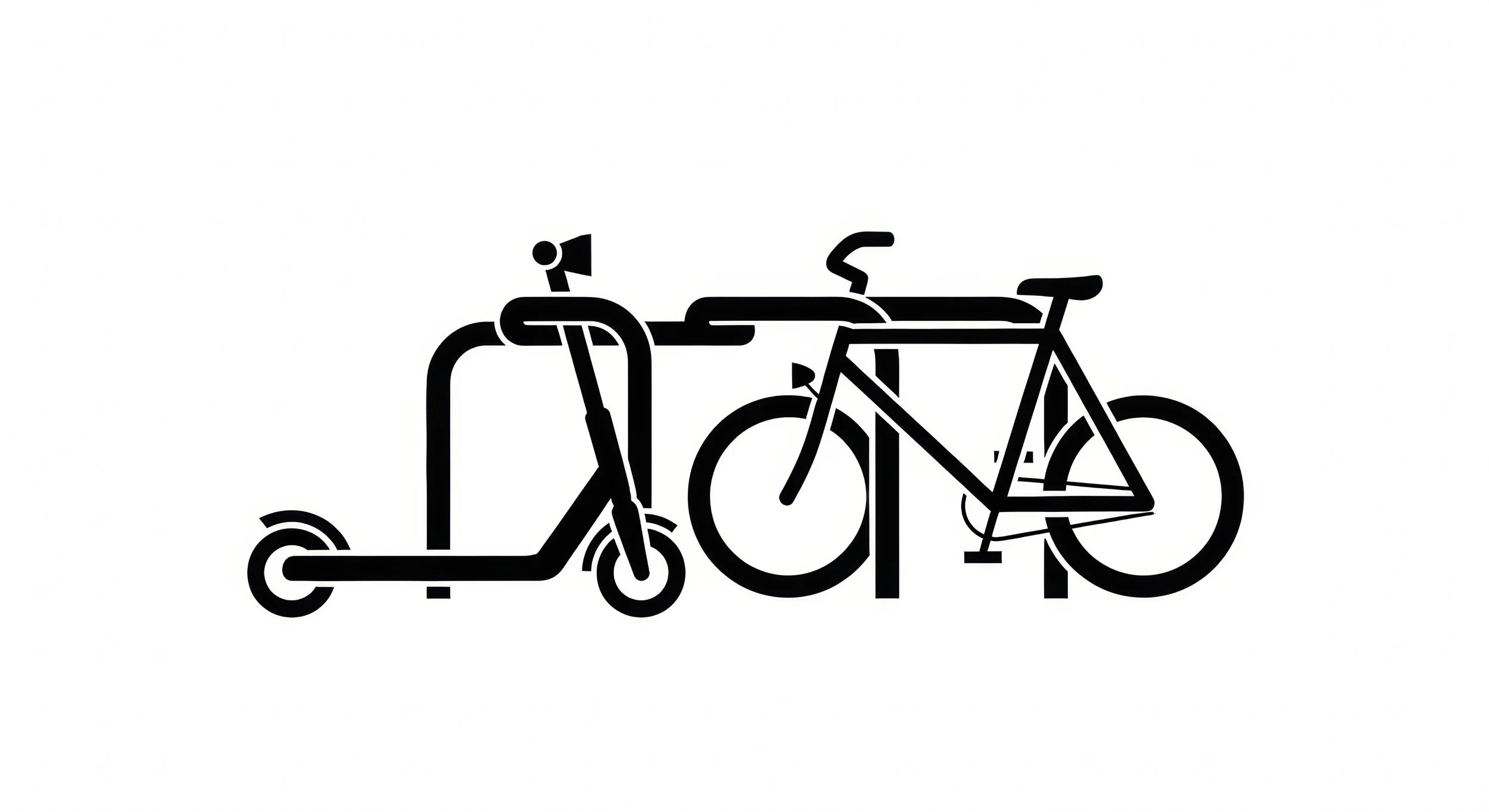 icon of scooter and bike parked in a bike rack