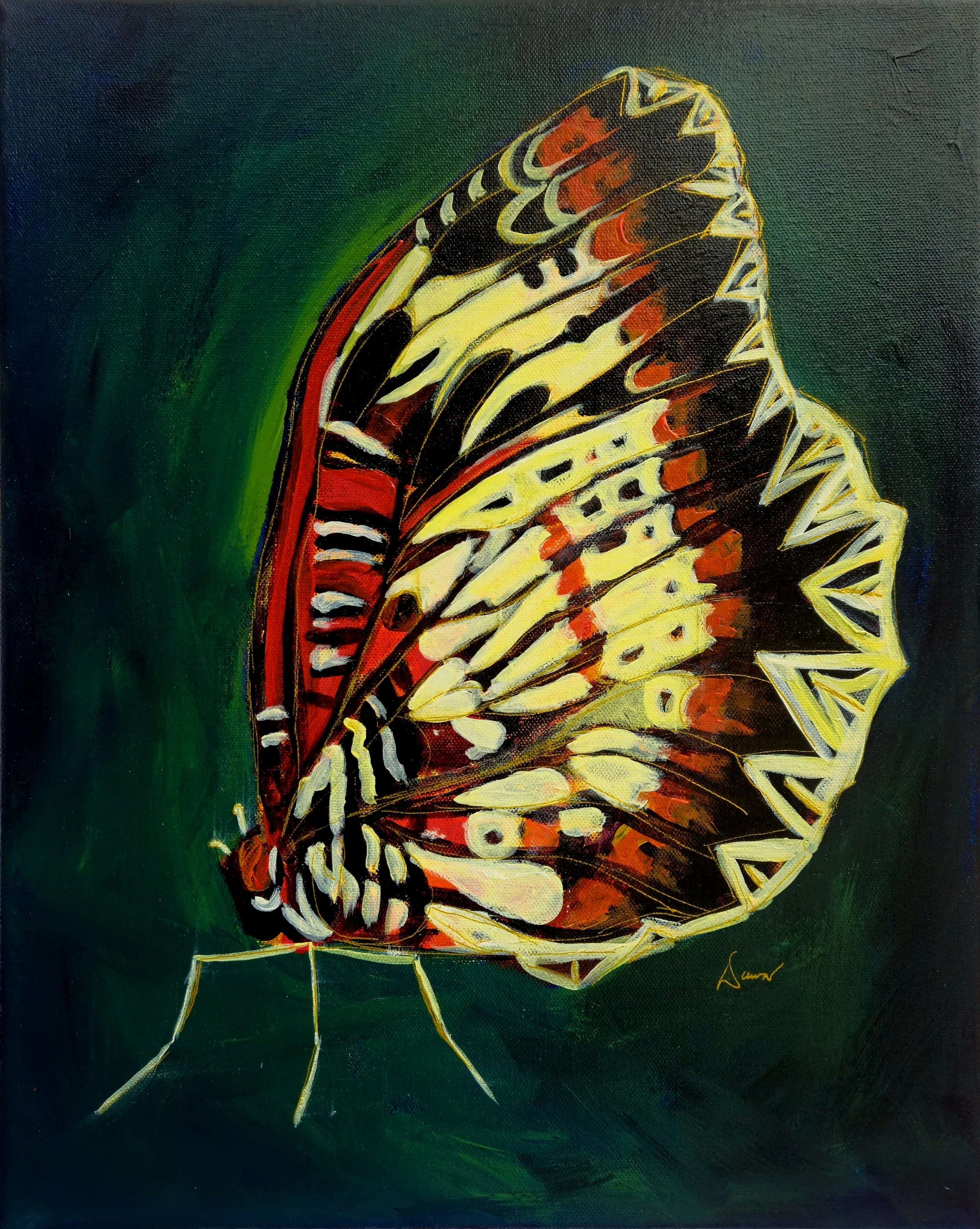 "Cethosia" Original Painting - Framed Gallery Canvas