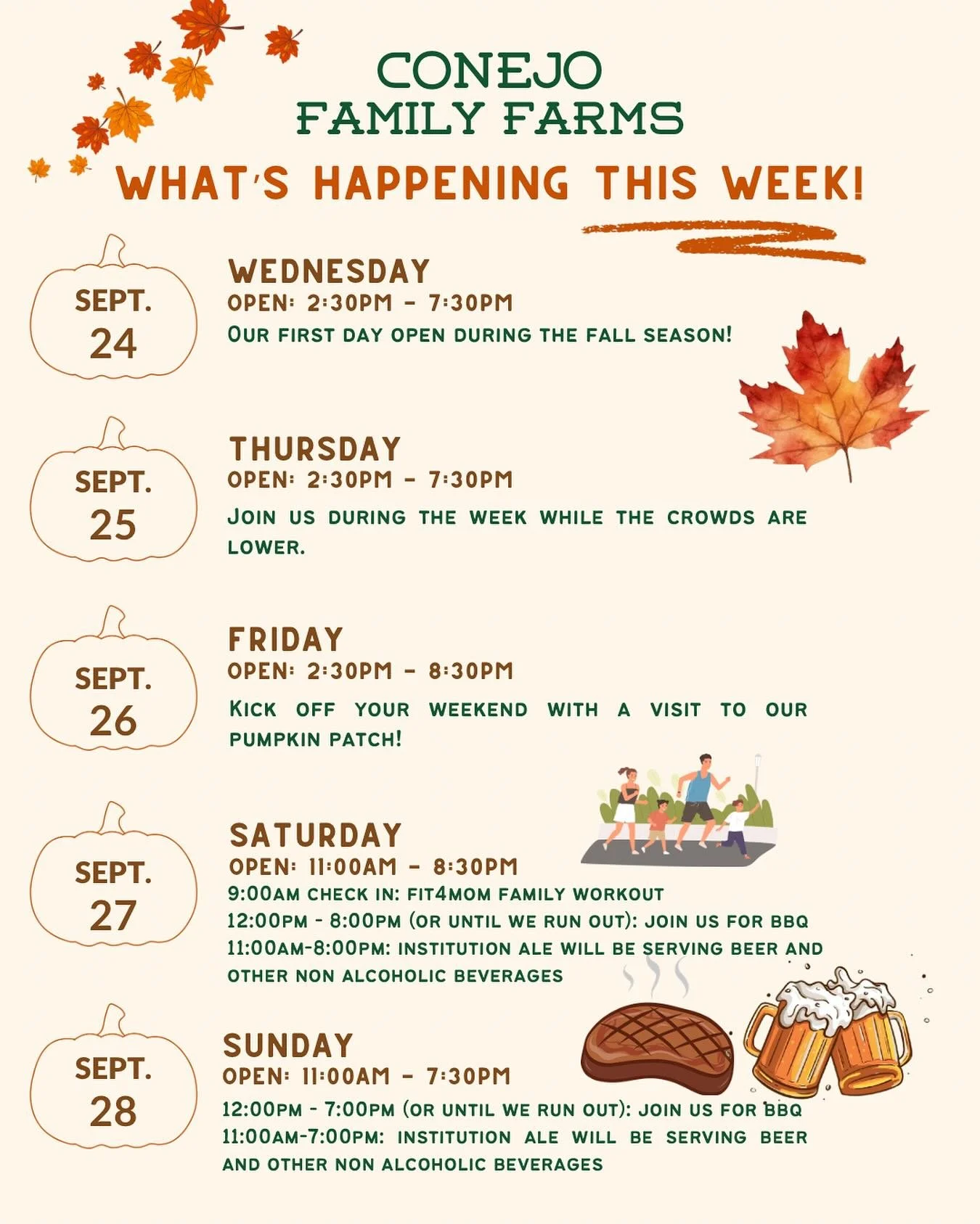 🎃🌻🍁🥳

Visit our website for details and more upcoming events. 

If you plan to attend our FREE Fit4Mom workout please be sure to sign up. You can do so on our website or DMing us for the link! 

. . . 

#camarillo #pumpkinpatch #visitcamarillo #c