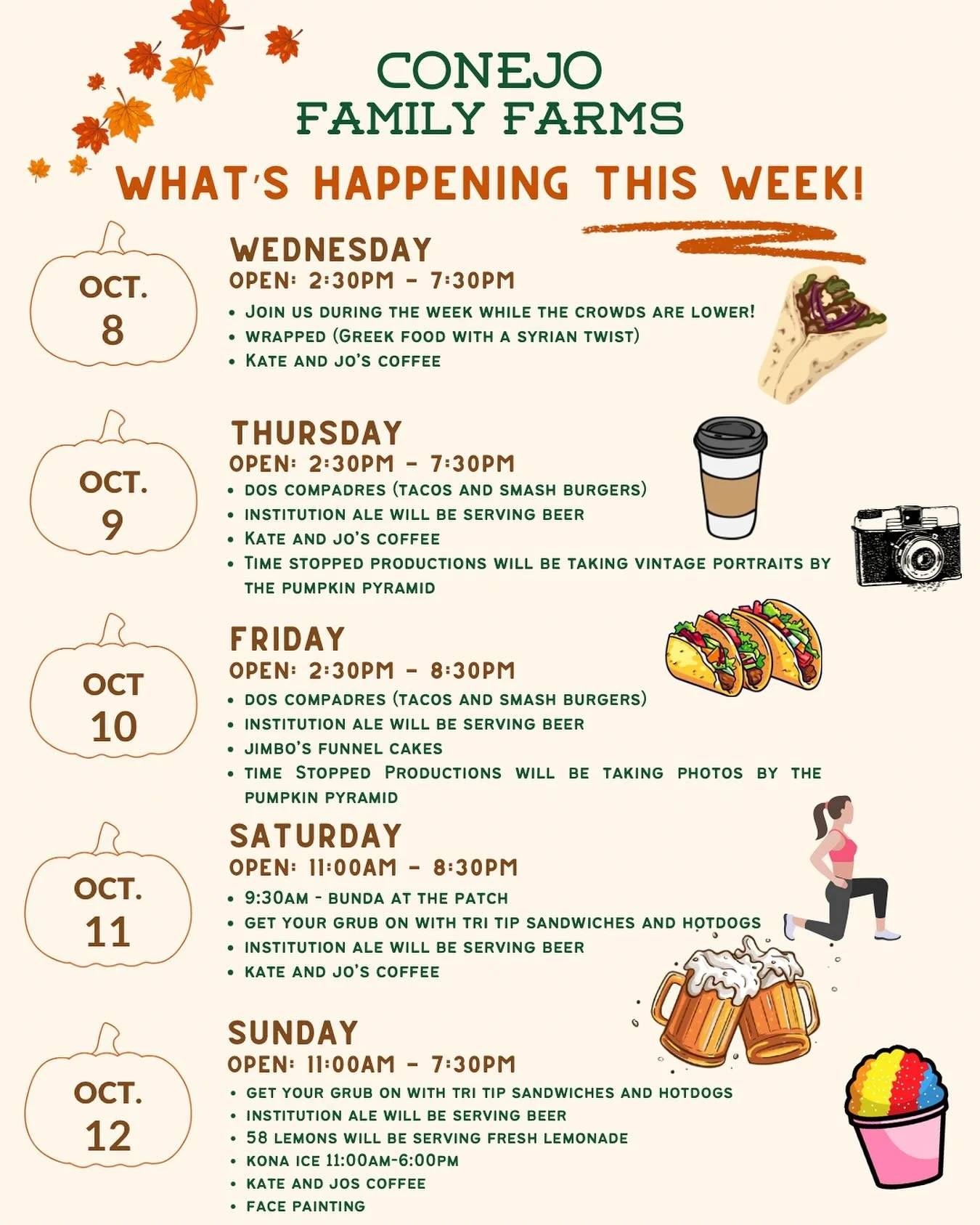 Lots of fun happening at Conejo Family Farms this week!🎃🌻