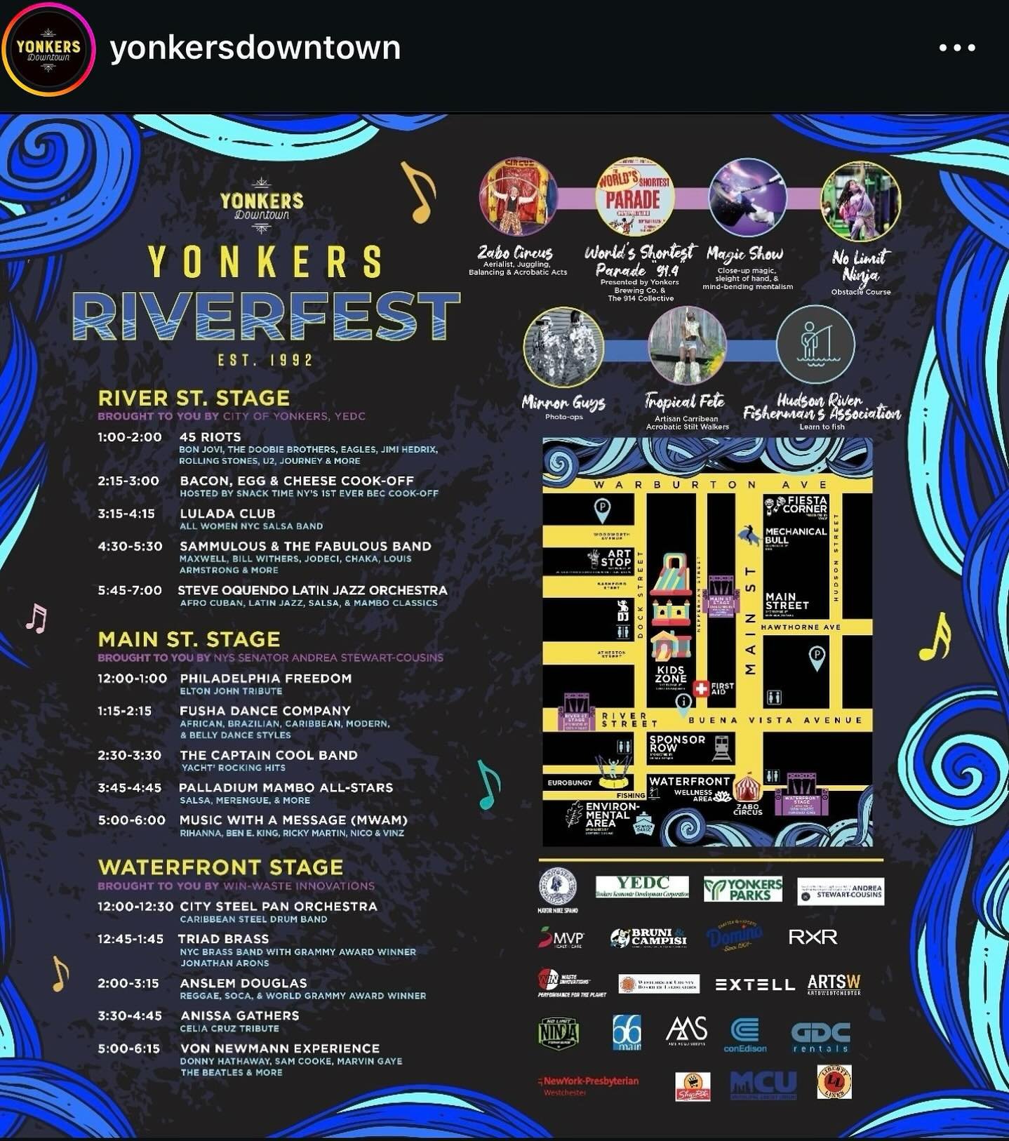 This Saturday September 14 we are excited to be performing at the Yonkers Riverfest. We hit at 5:45pm. Check out the flyer for more info. Hope to see you all there.