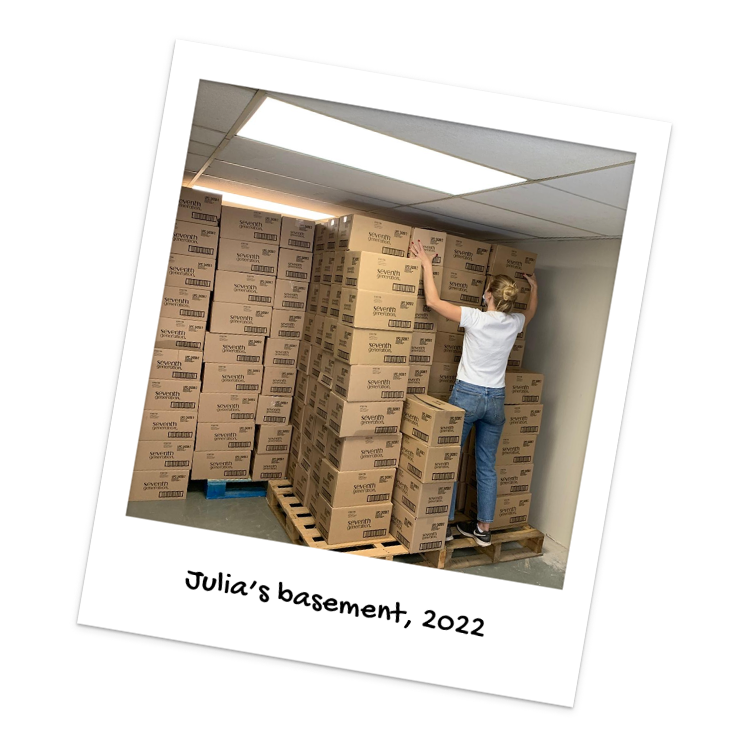 Julia is shown packing up the first 10,000 diapers that Baby Love received from Shoppers Drug Mart