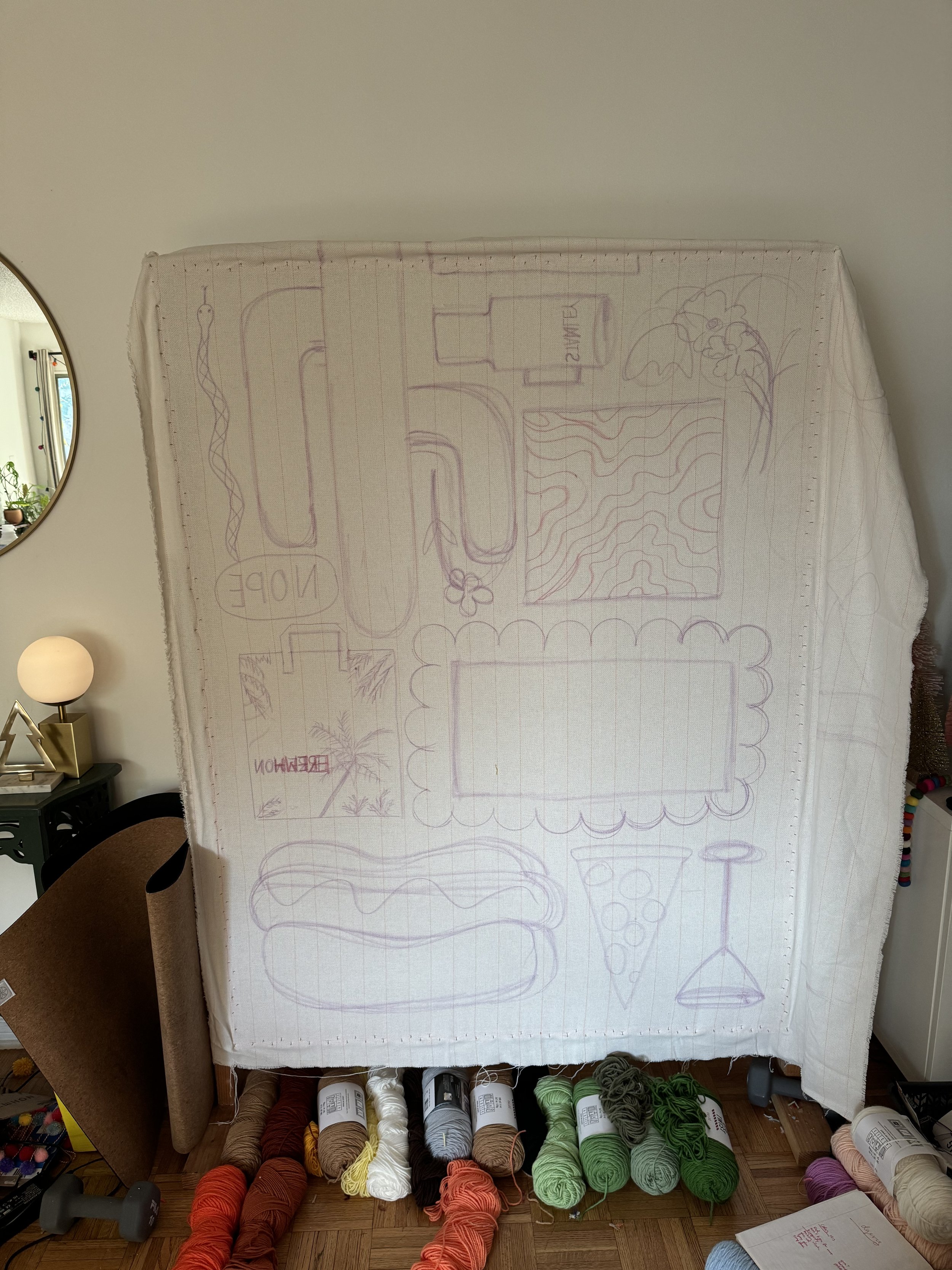 step 2: trace outlines on canvas