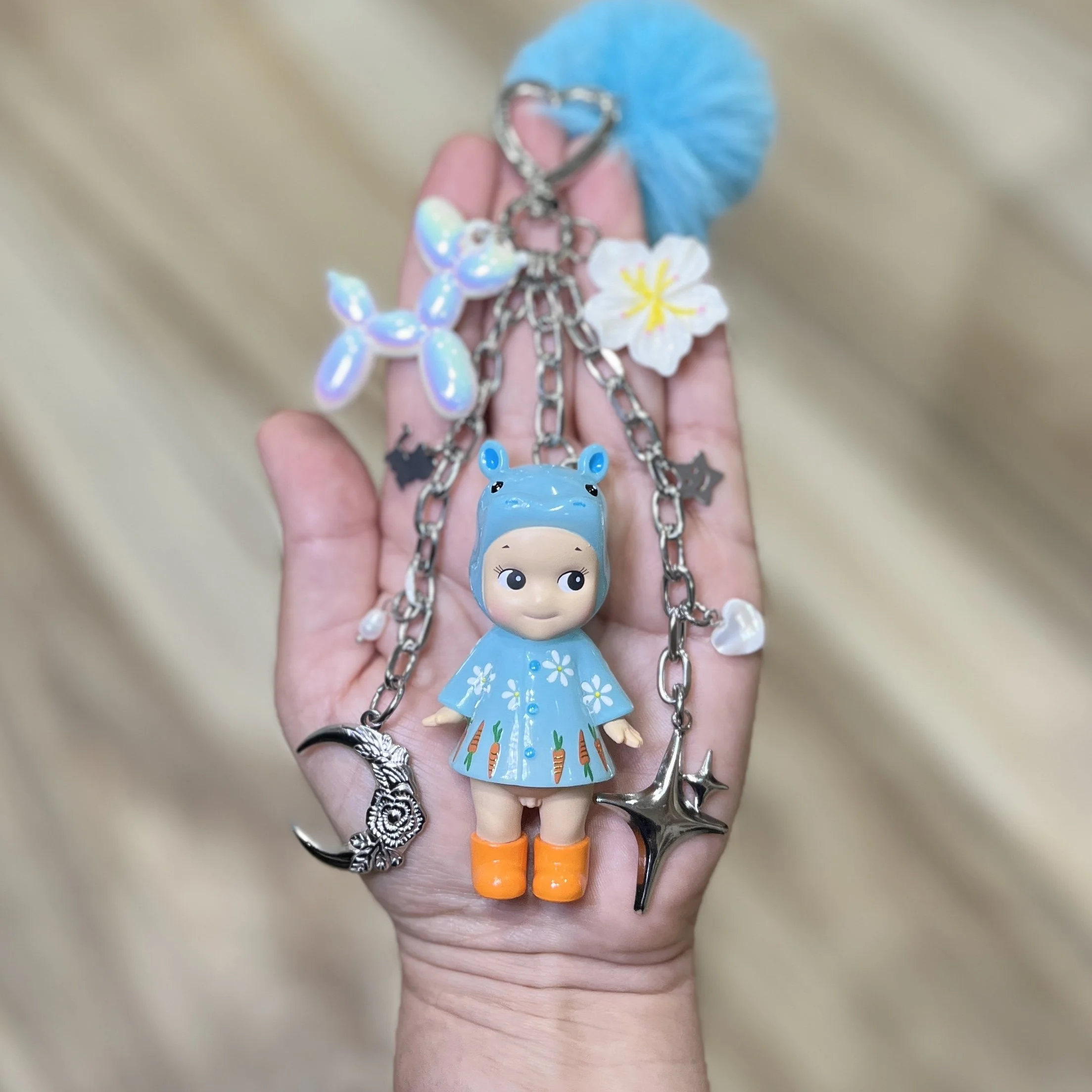 Authentic Handmade Keychain | Custom Rainy Day Hippopotamus