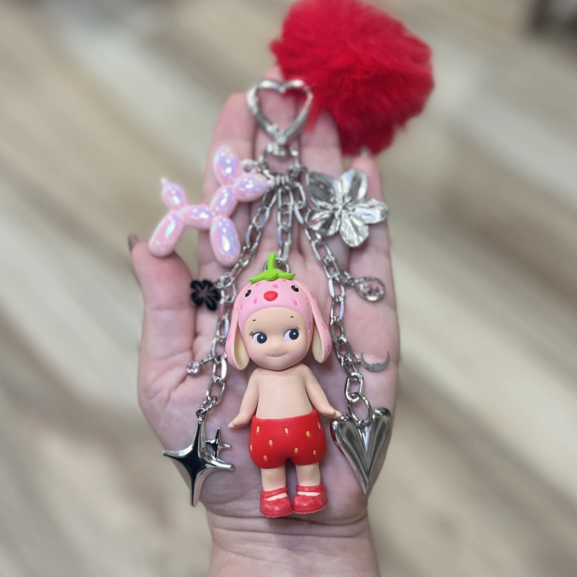 Authentic Handmade Keychain | Strawberry Love Lop Ear Rabbit