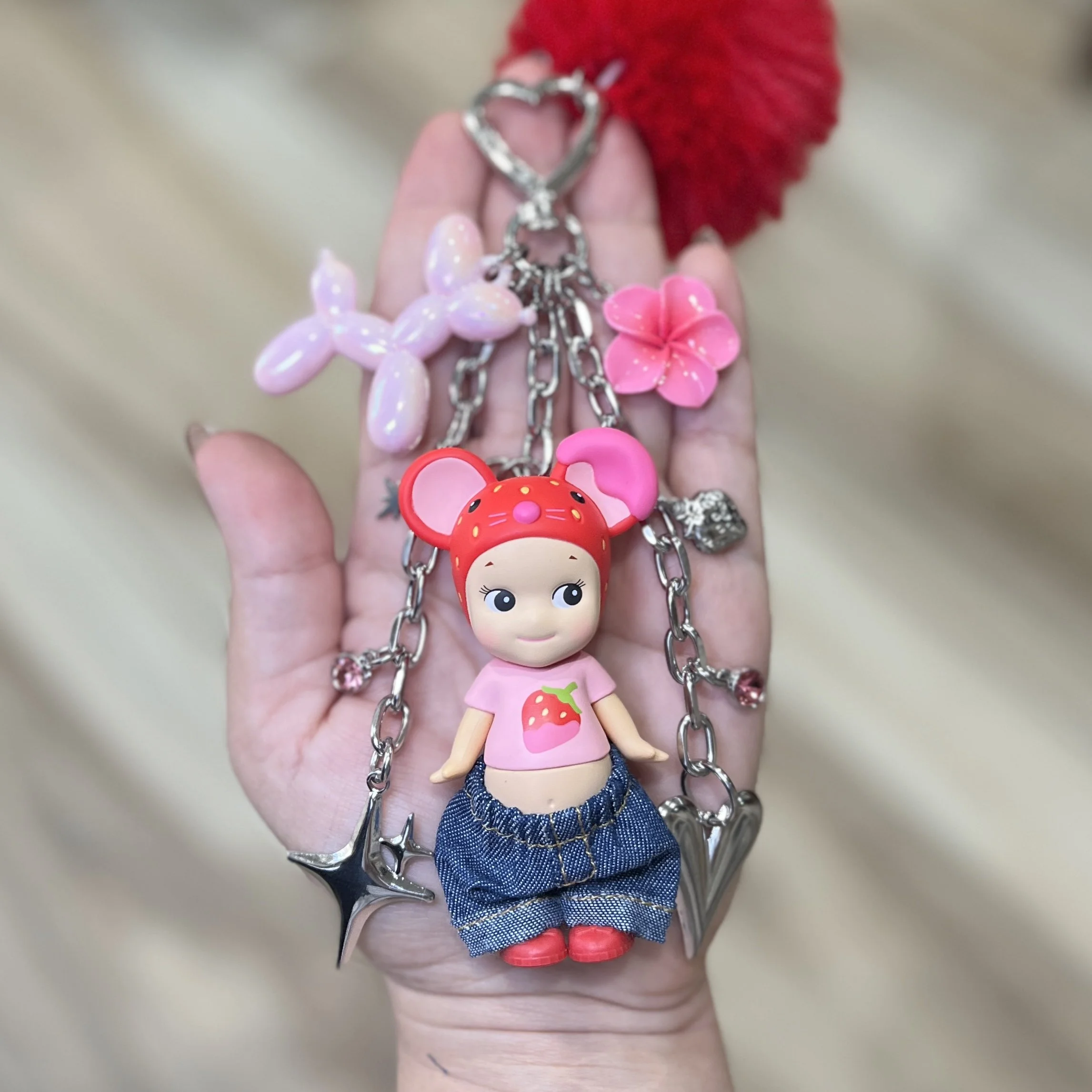 Authentic Handmade Keychain | Strawberry Love Mouse