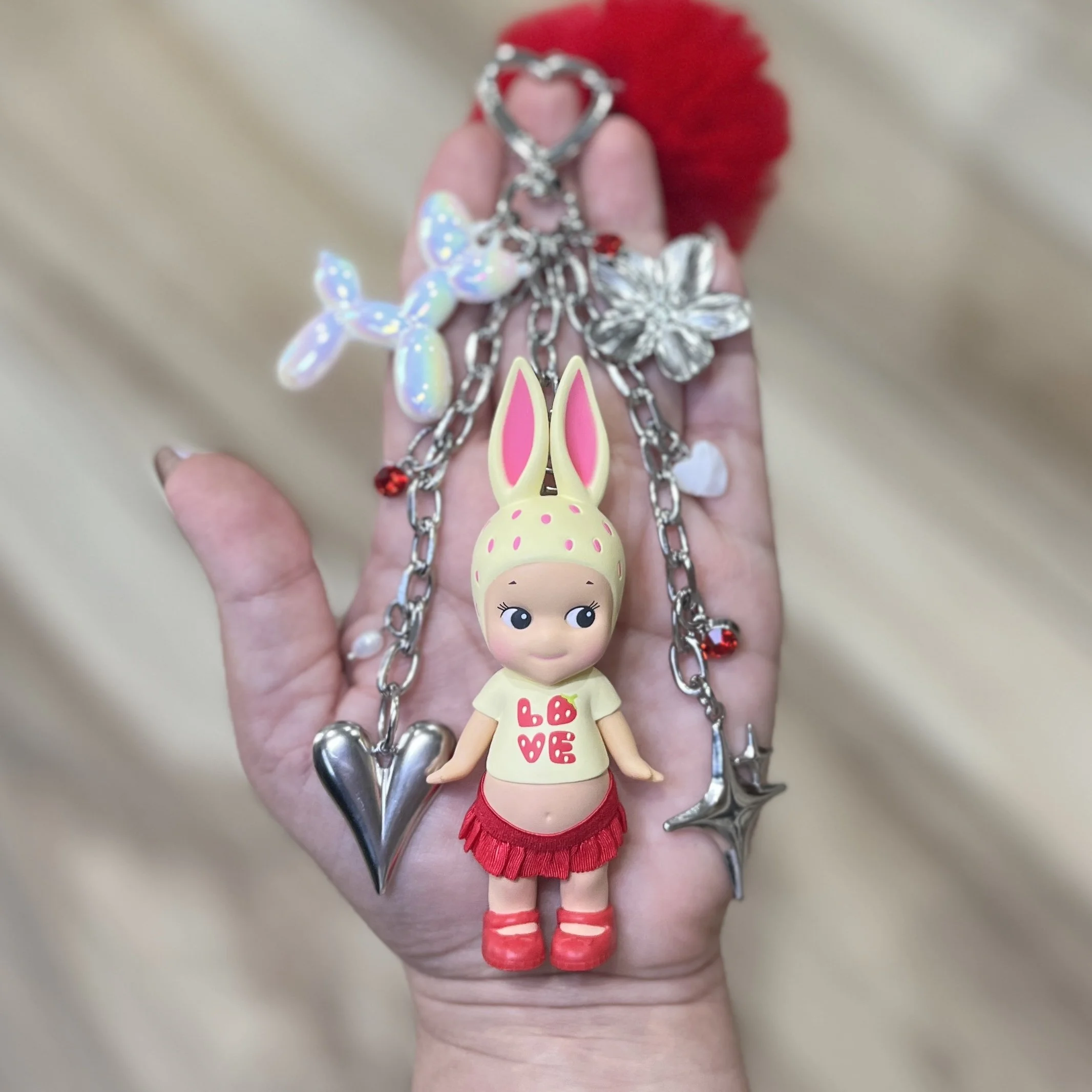 Authentic Handmade Keychain | Strawberry Love Rabbit