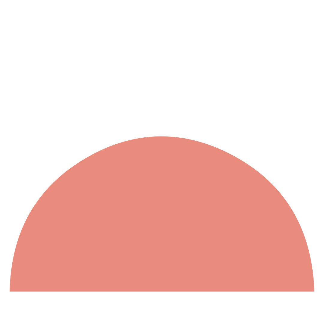 A colorful abstract design with a large pink semi-circle at the bottom, black background, and concentric semi-circles in red, gray, and black at the top.