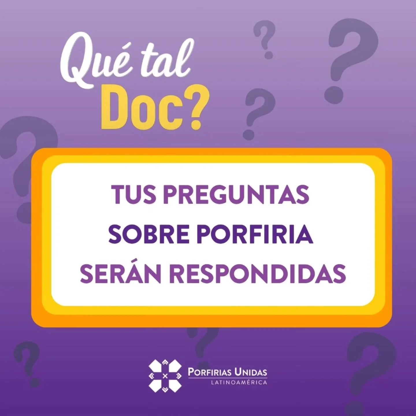Estamos muy emocionados de presentar &ldquo;Qu&eacute; tal, Doc?&rdquo;, una nueva serie de encuentros virtuales pensados para acompa&ntilde;ar a nuestra comunidad y conversar de manera sencilla y humana con especialistas en porfiria.

En esta primer