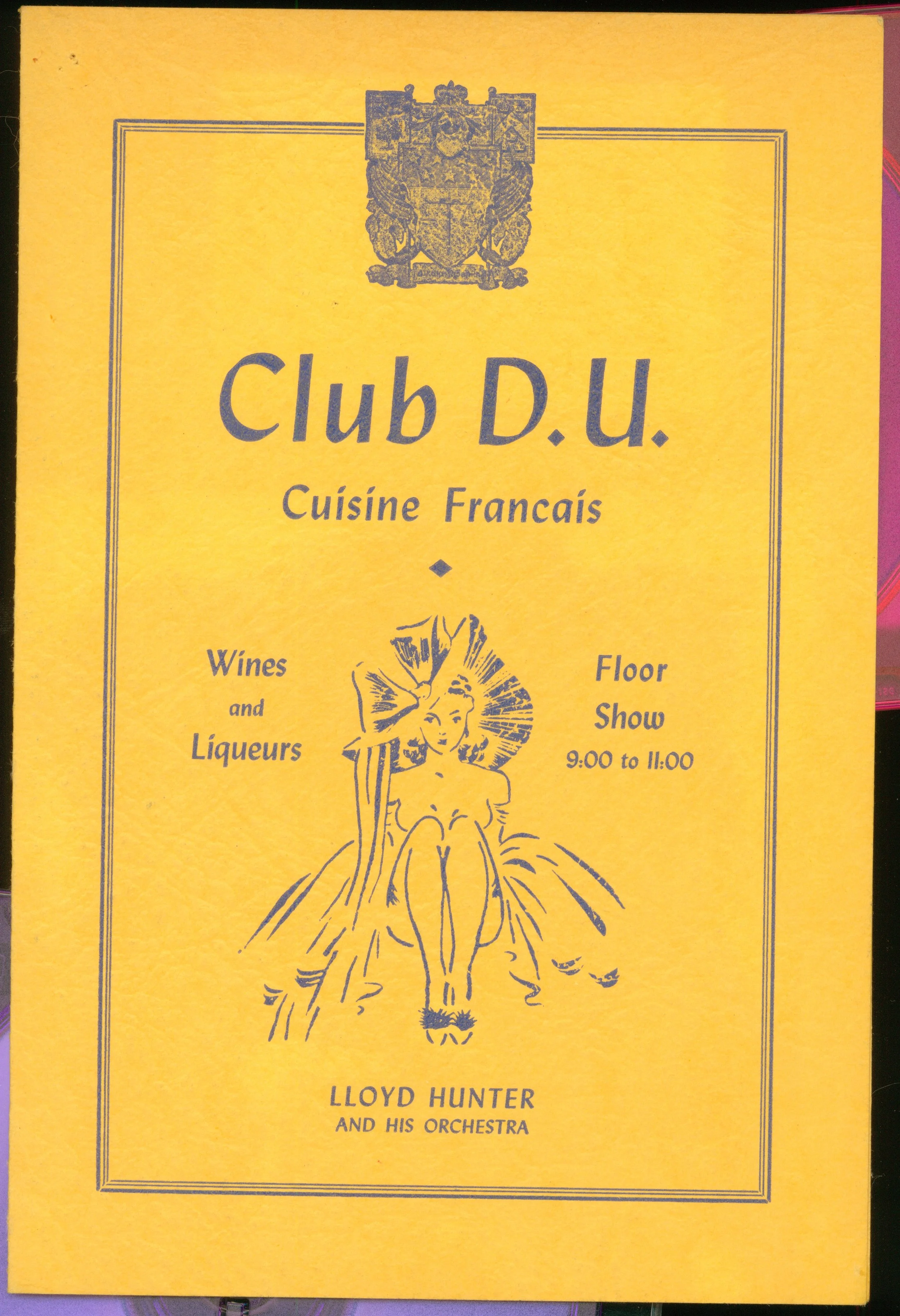 1943 Club DU Menu Cover