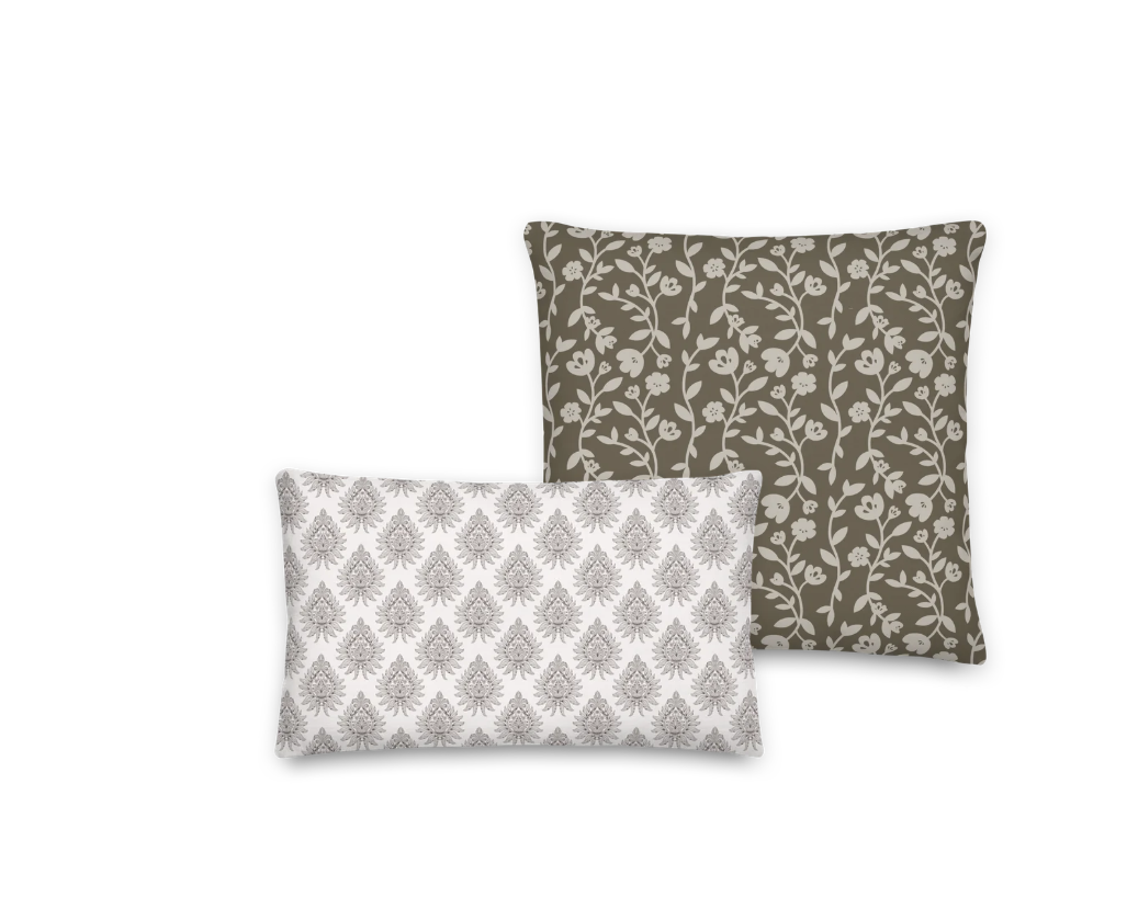 Farmhouse Floral Pillow Set: Brown & Beige Linen-Feel Accent Pillows