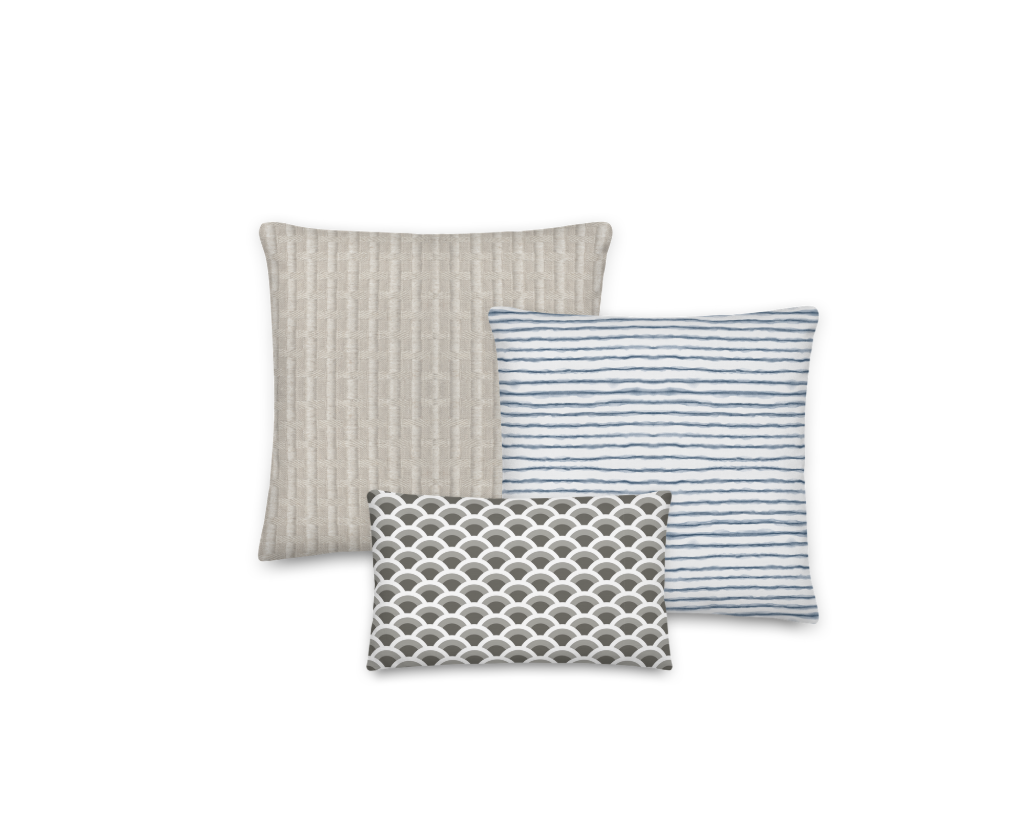 Coastal Throw Pillow Set: Linen-Feel Beige, Blue, Brown Accent Pillows