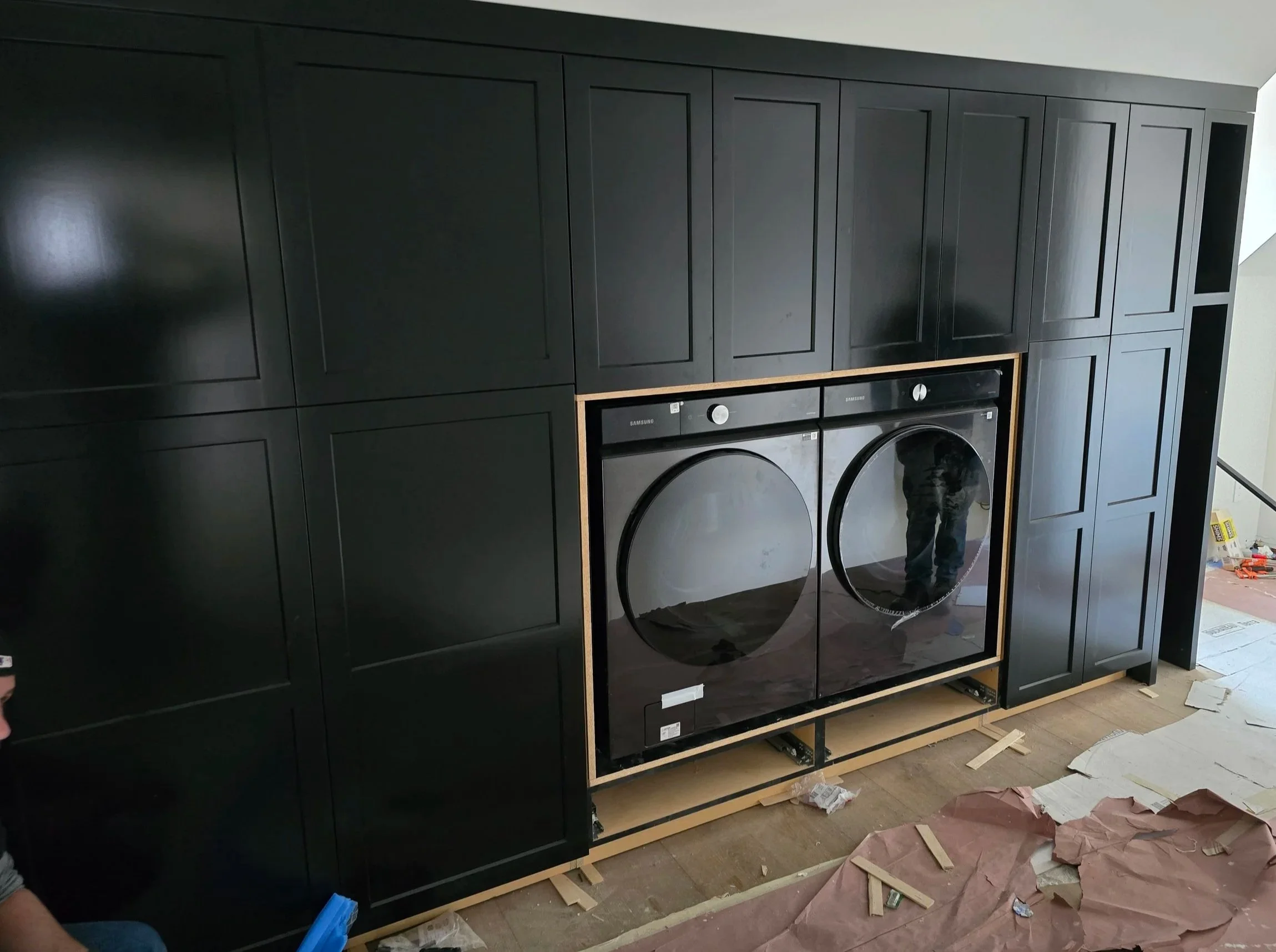 Laundry Room Cabinets- unfinished because sometimes we forget to take a picture when we are done. 