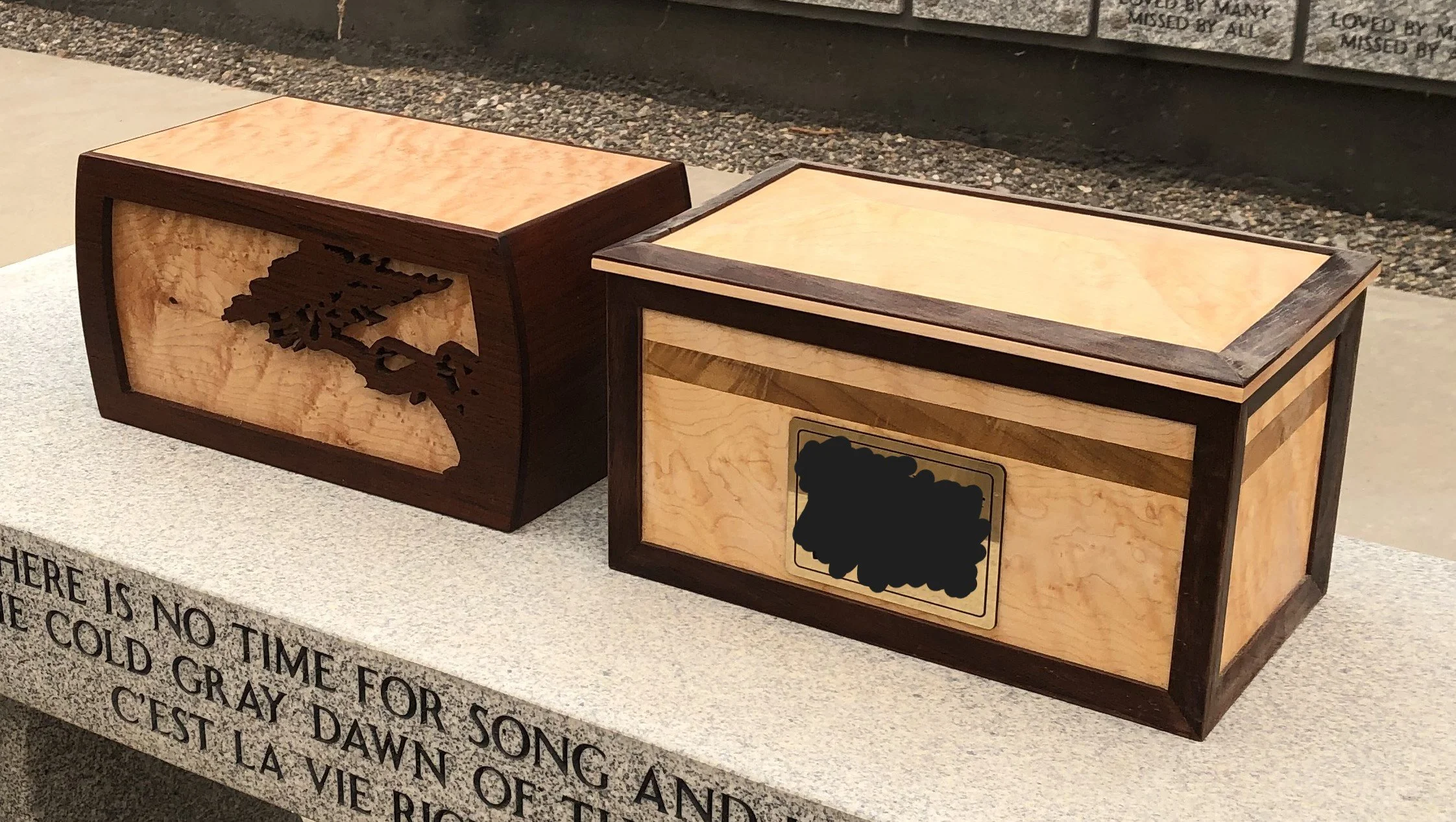 Curly Maple and Peruvian Walnut Urns