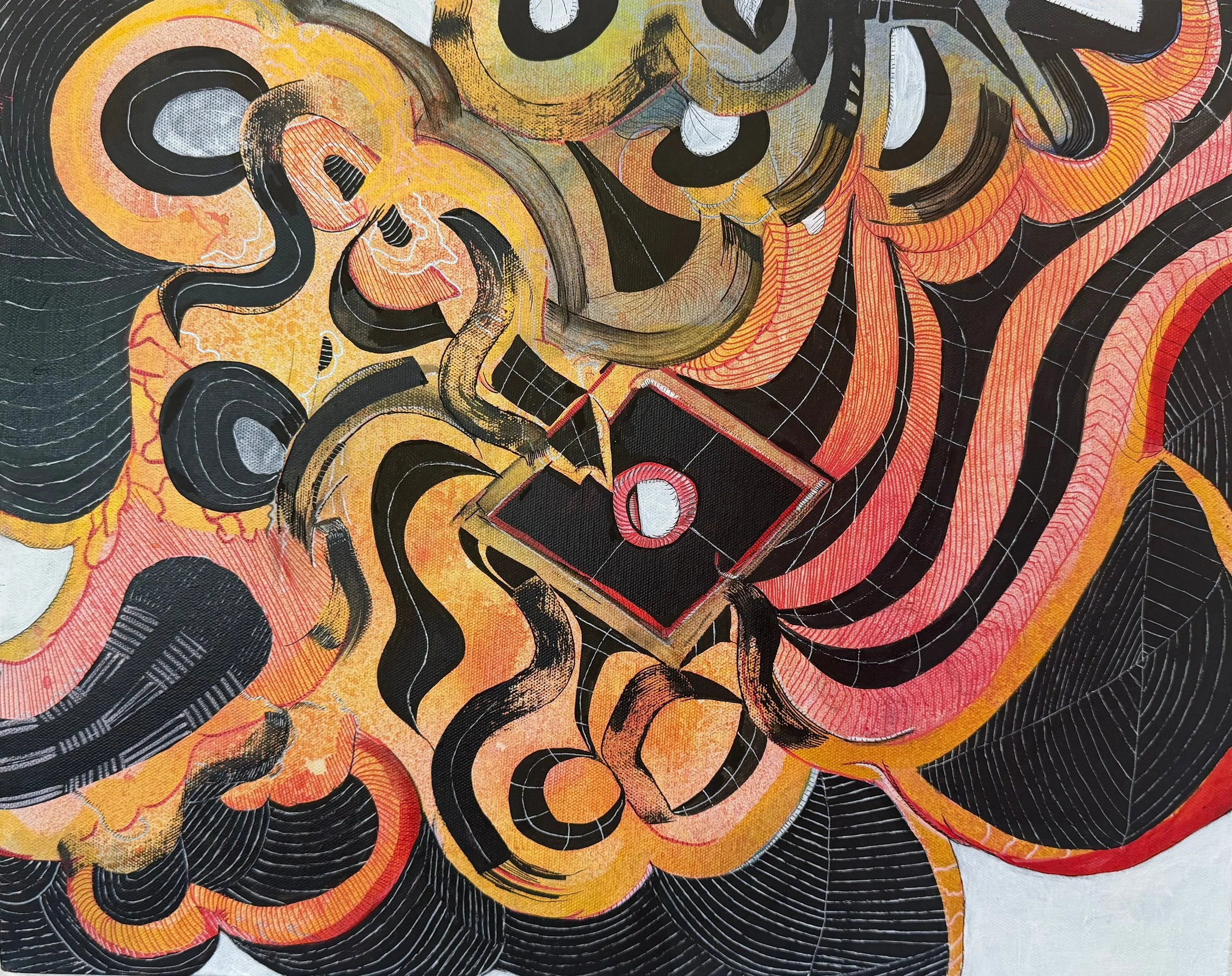 "Reconstructing Waves" 
Acrylic on Canvas, 16" X 20" 2025