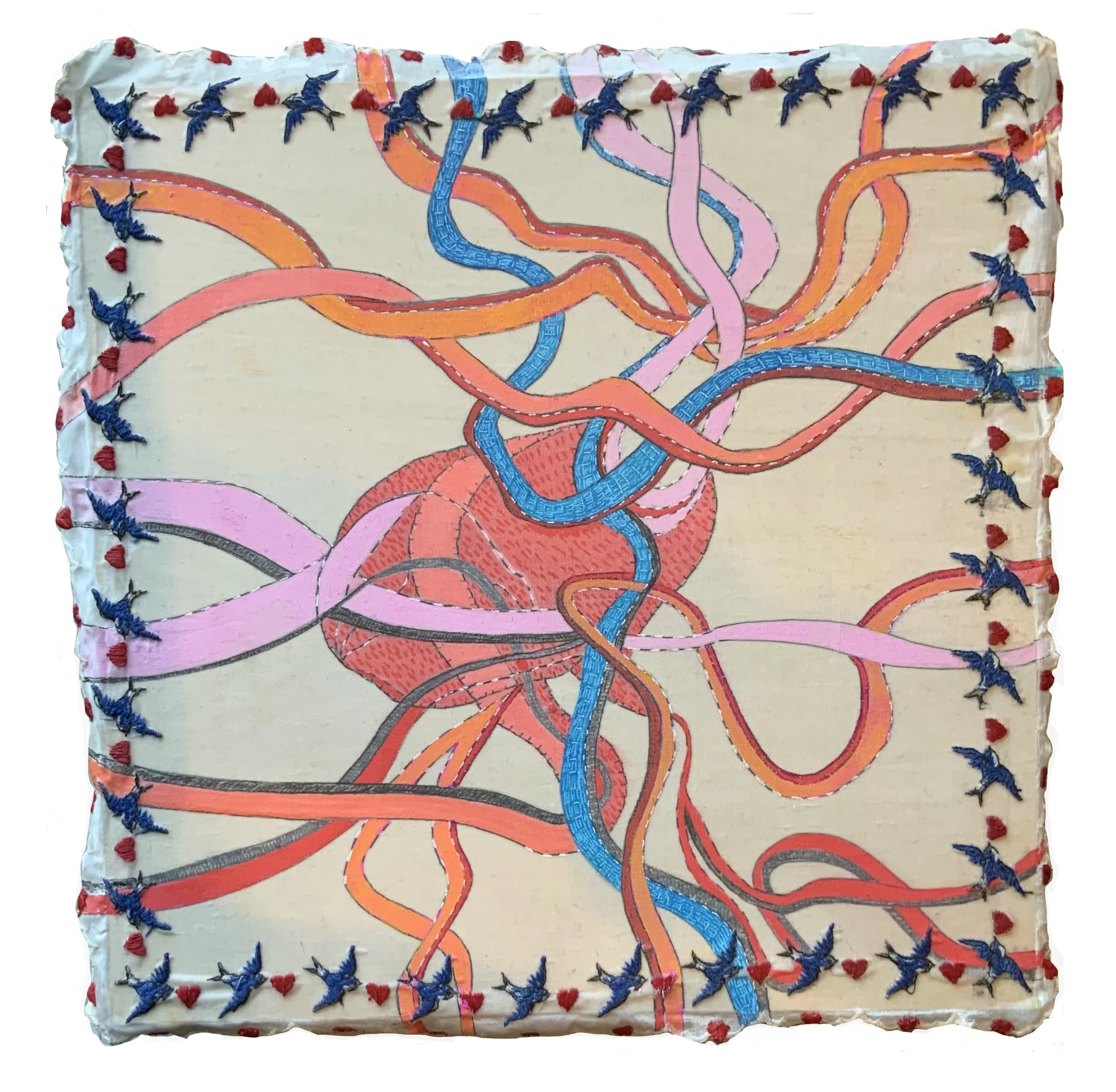 "Heart Flight"
mixed medium on wood panel, 10" x 10"
