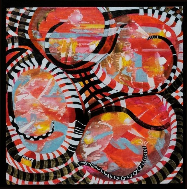 "Intwining Memories"
acrylic on canvas, 12" x 12"
