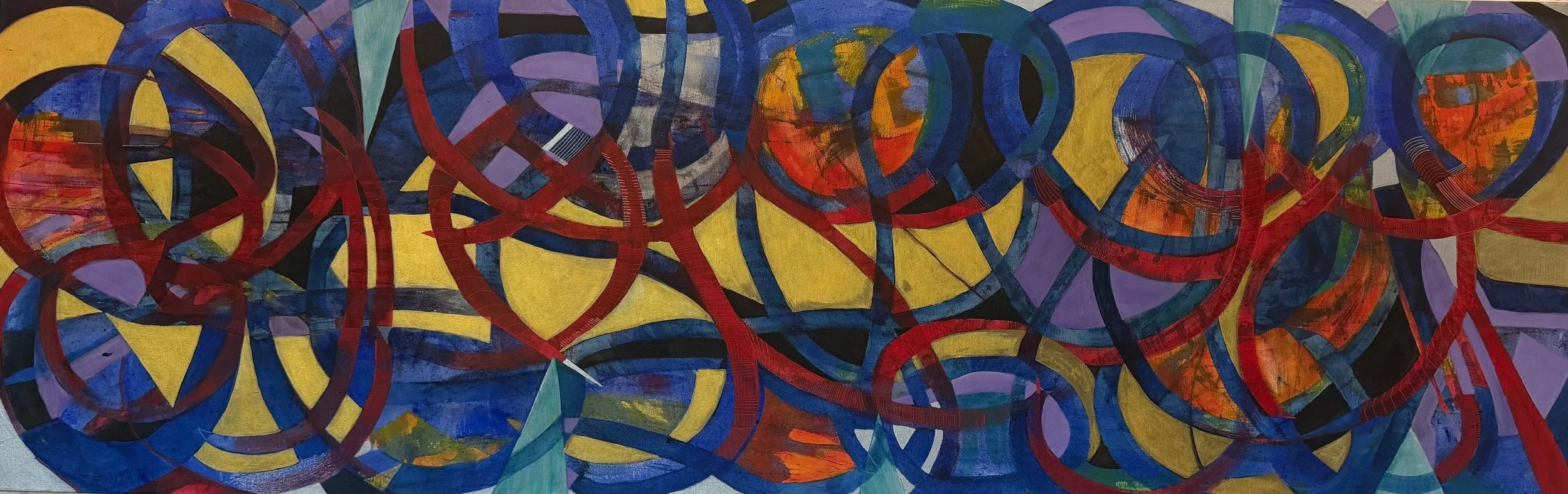 “Movement in Time”, Acrylic on Canvas, 20” X 60”, 2020