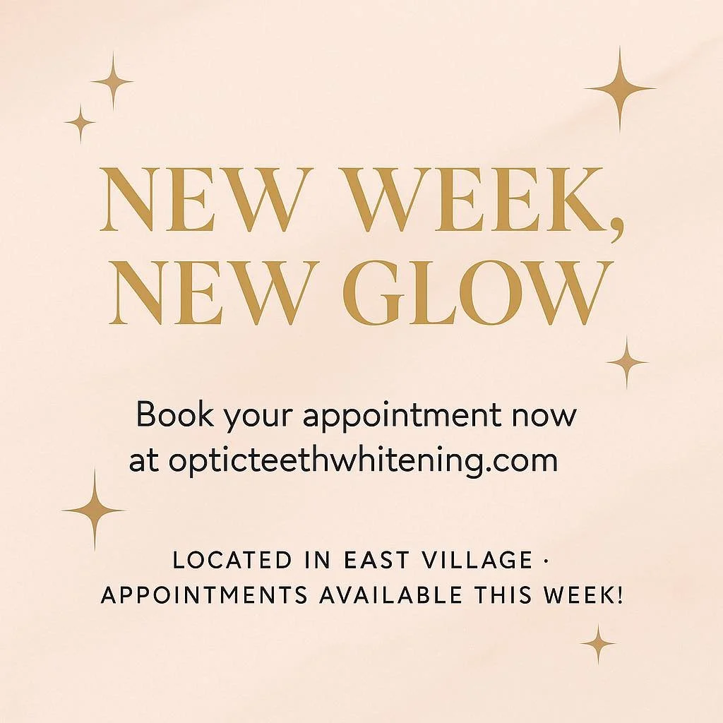 ✨ New week, new glow.
Your smile sets the tone &mdash; and we&rsquo;re here to make sure it sparkles 😍

📍 Located in the heart of East Village
📲 Book your glow-up at opticteethwhitening.com
🦷 Appointments available THIS WEEK!

💬 Tag your bestie 