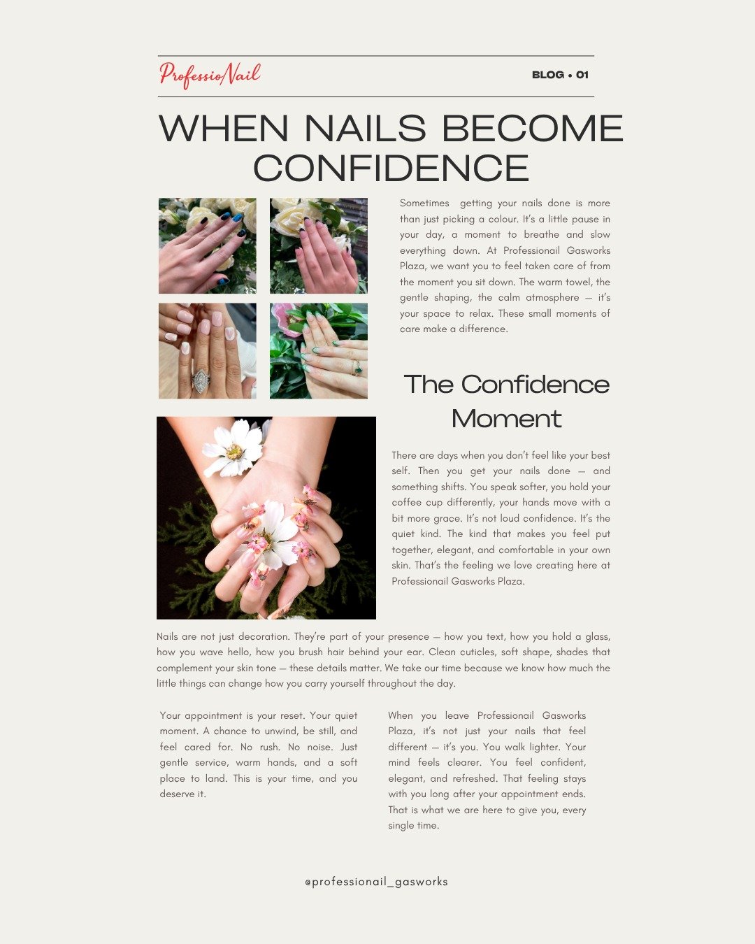 There is a quiet kind of confidence that comes from feeling cared for.
Fresh nails. Soft hands. A moment to breathe.
You deserve that. 💗

At Professionail Gasworks Plaza, we do more than nails &mdash;
we give you that feeling.
#professionailgasworks