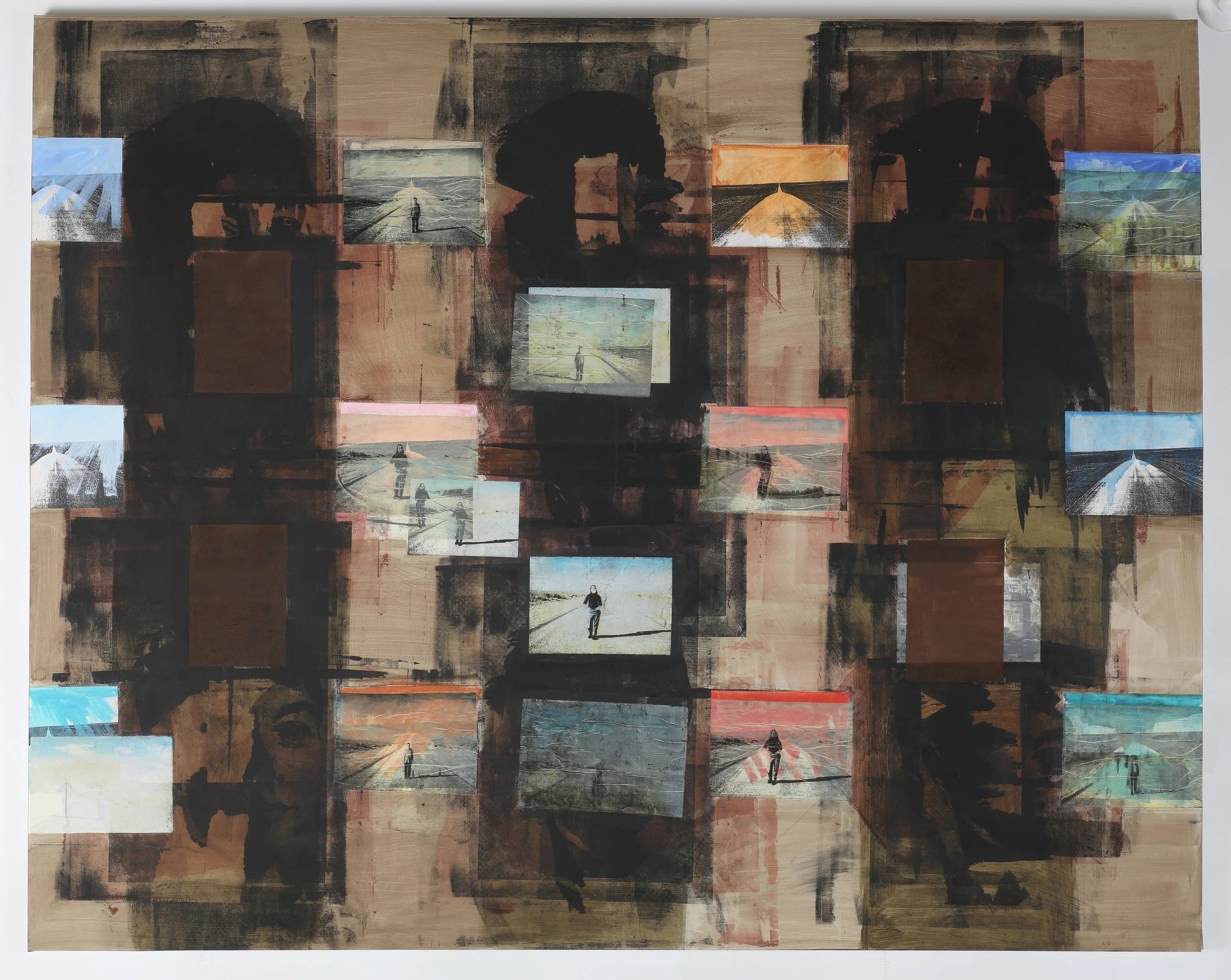 "Memories", 60" x 48", oil & collage on panel, 1997