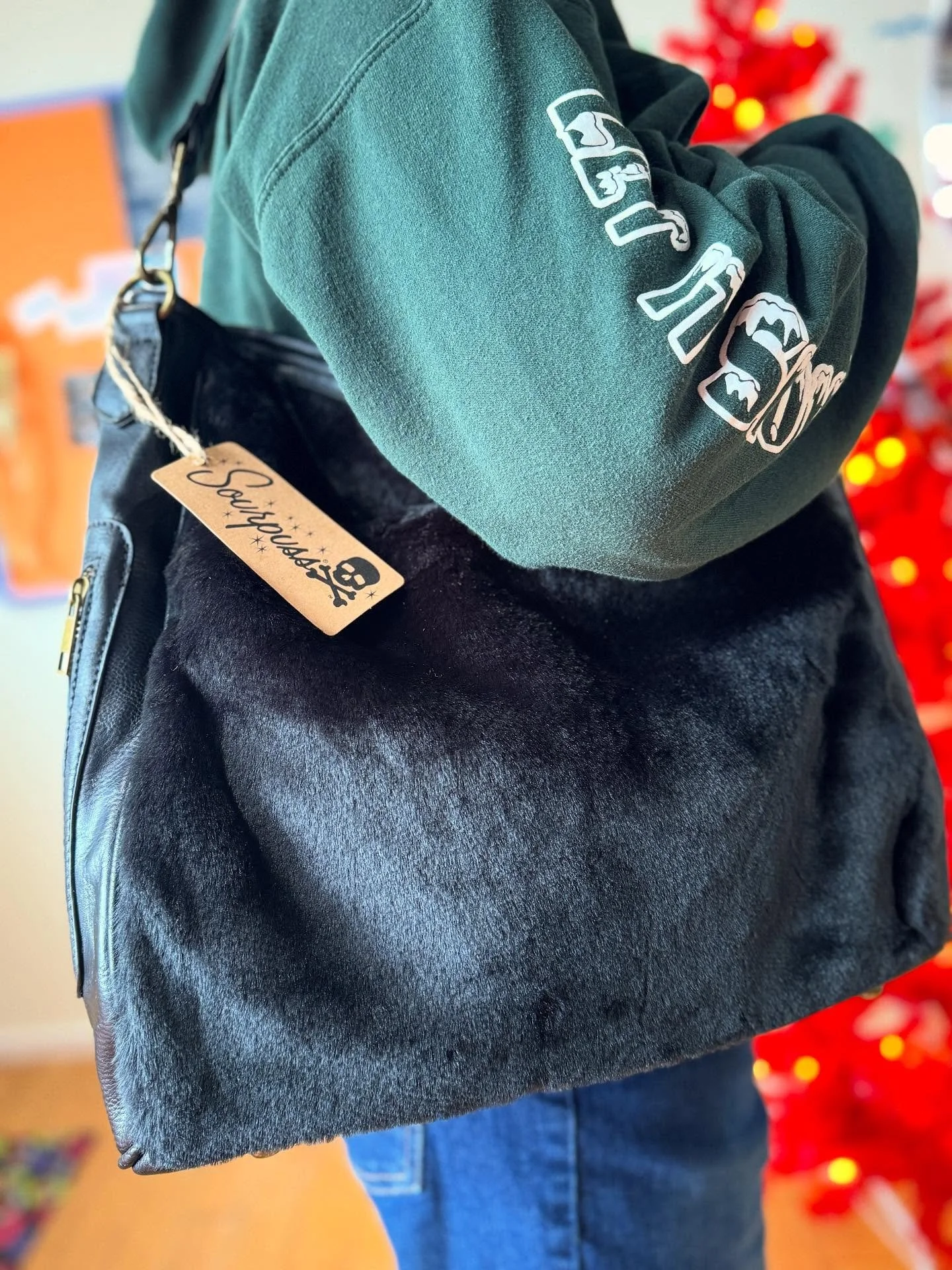 Walk into the room purse first. 
New @sourpussclothing fuzzy purses hittin&rsquo; this week. 👜✨
You can fit so many treasures up in here. 

25 Collegeview Ave, Poughkeepsie. Yellow Door.
#moxie #moxiestudio #moxieshop #poughkeepsie #poughkeepsieny #