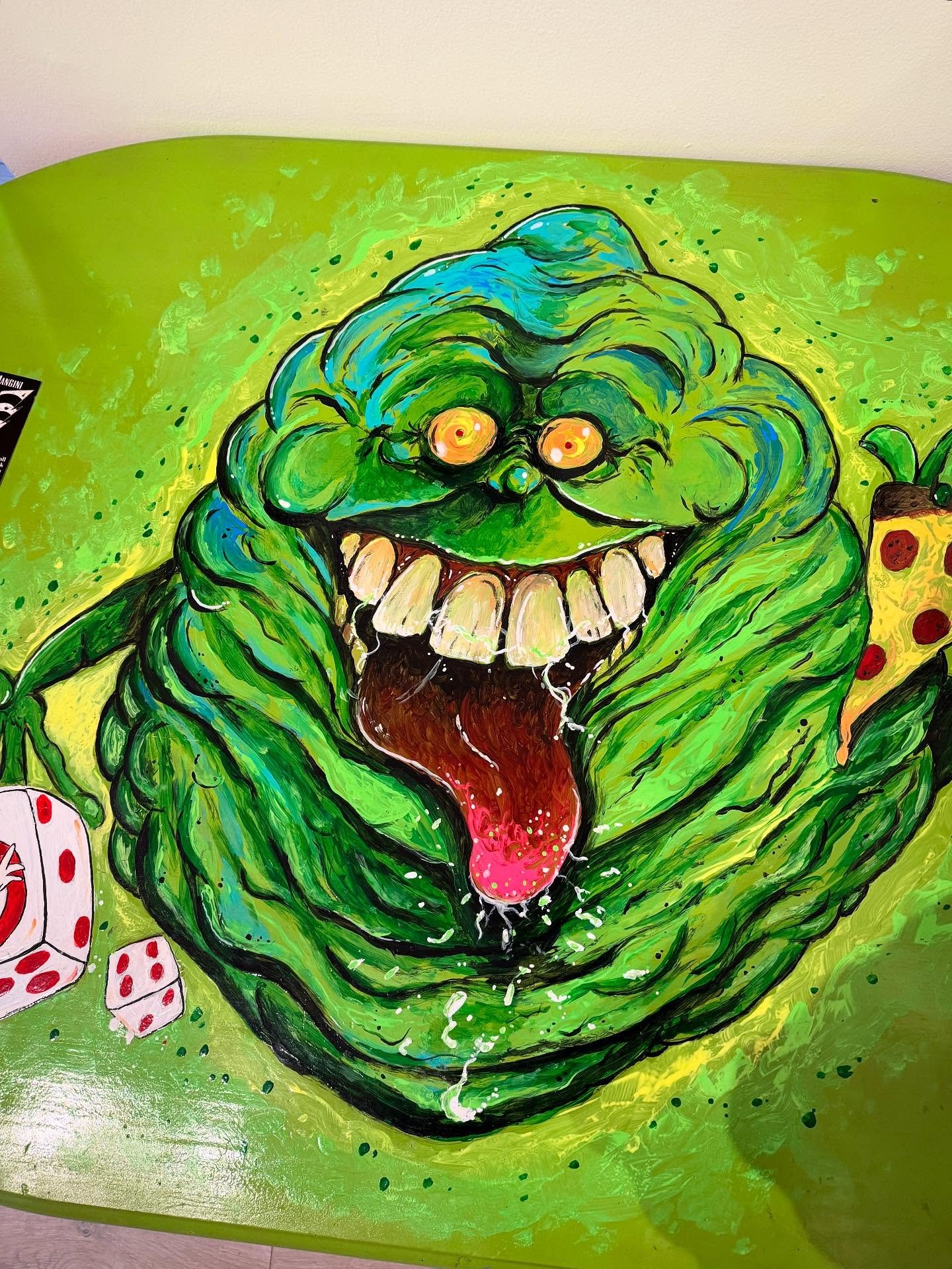 What&rsquo;s green, UV reactive, and the sickest Ghostbusters homage ever made? This hand painted slimer coffee table by @jonnymangini ✨

Come check this thing out in person this week. It&rsquo;s actually unbelievable. 

#moxie #ghostbusters #slimer 