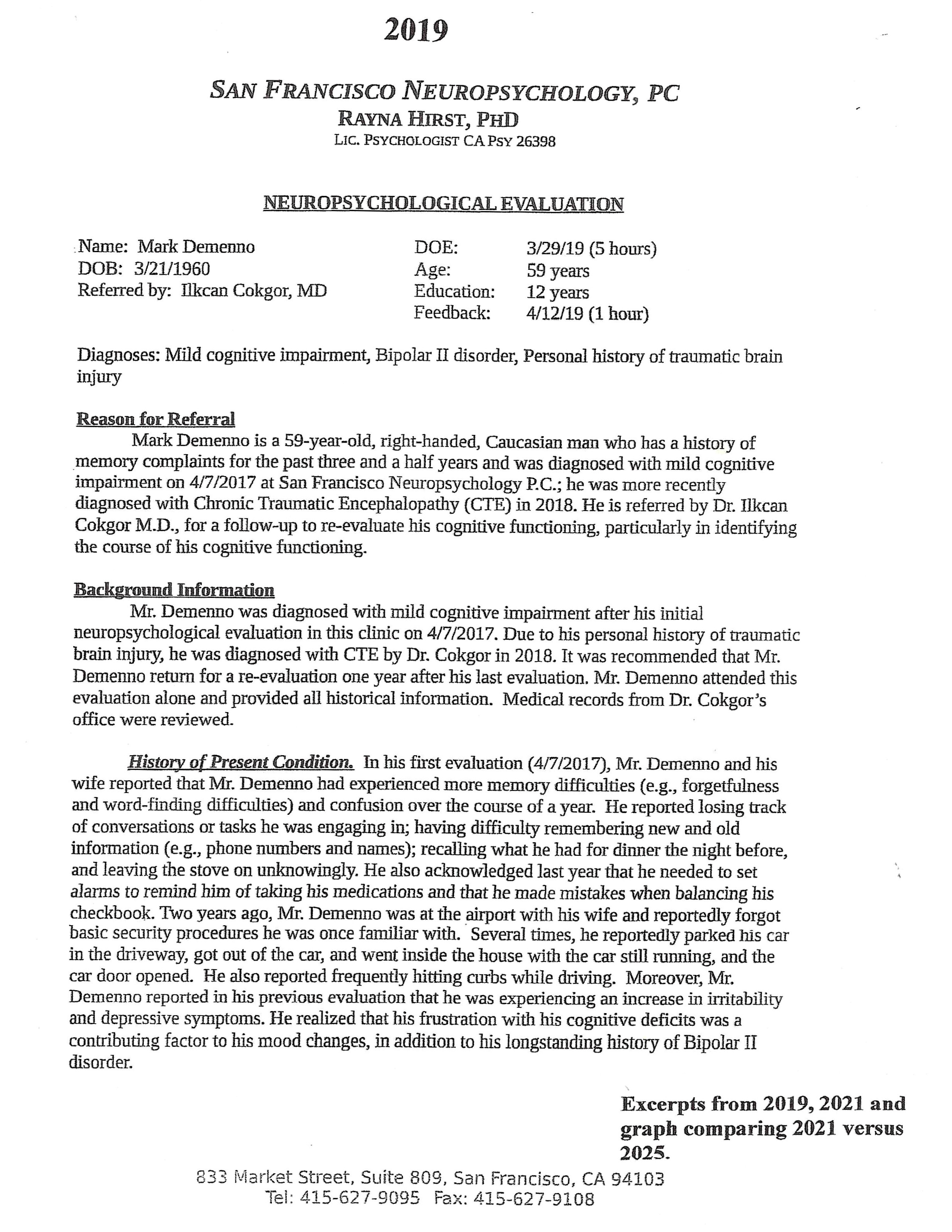 2019 Neuropsychological Report  1/3