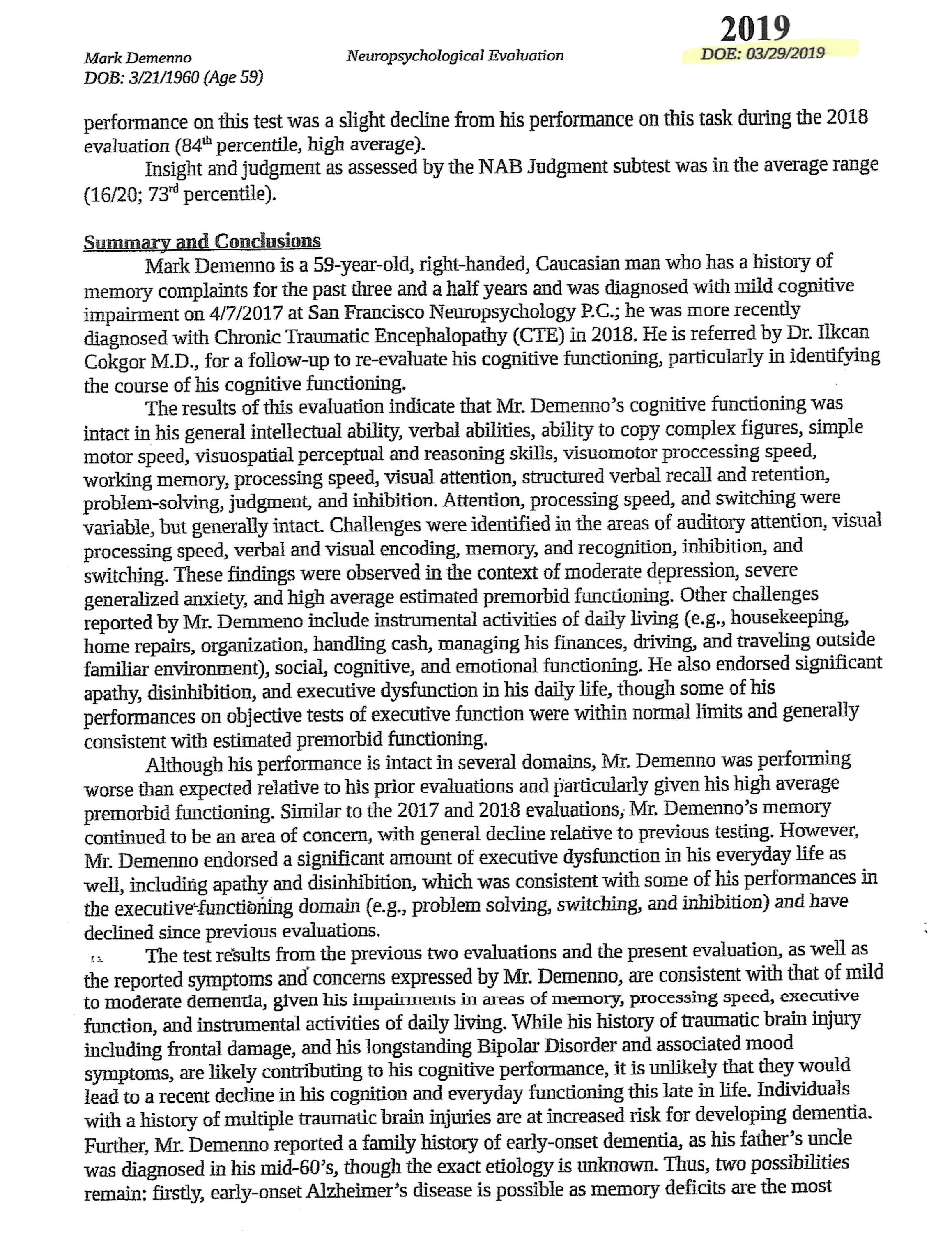 2021 Neuropsychological Report 1/2