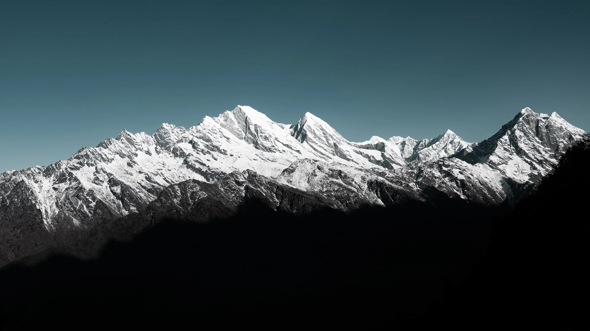 First Glimpse - Leaving Lukla, Nepal