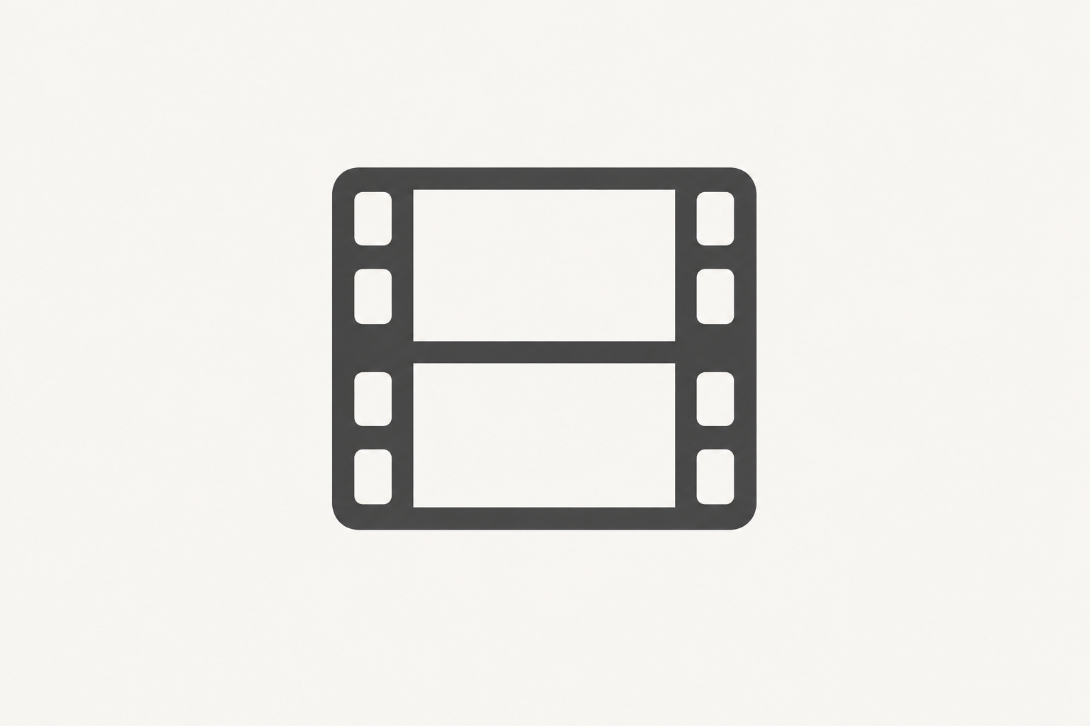 Icon of a film strip with two rectangular frames, representing a movie or video.