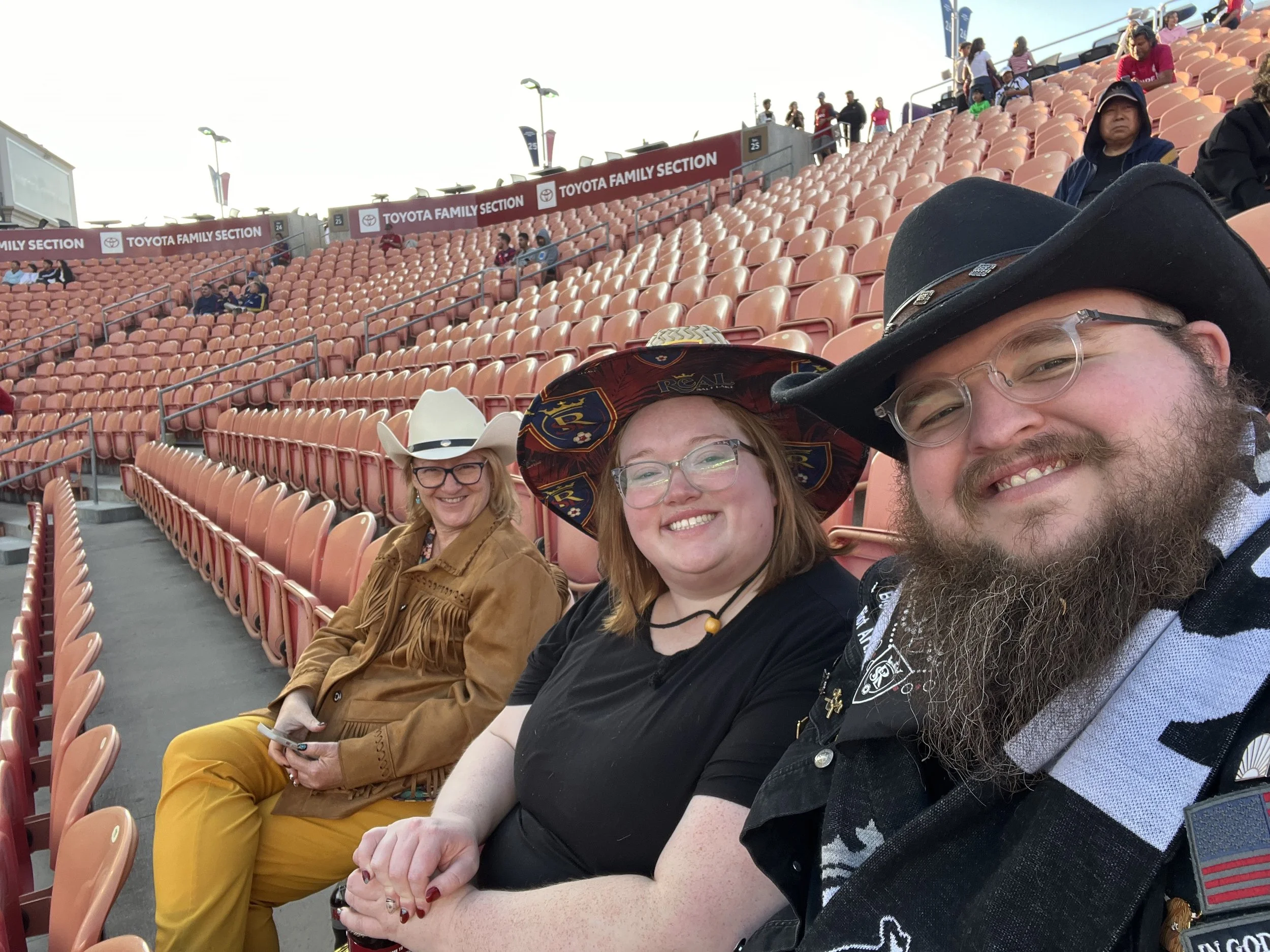 Giles, Kayla, and Linda at a Real Salt Lake Game