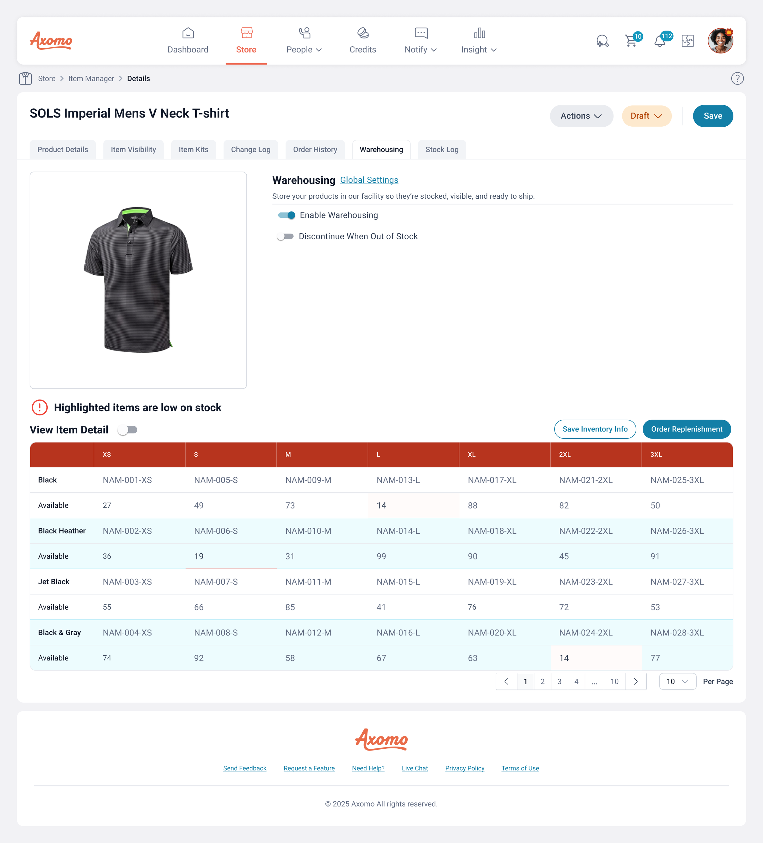 Screenshot of Improved Warehousing
